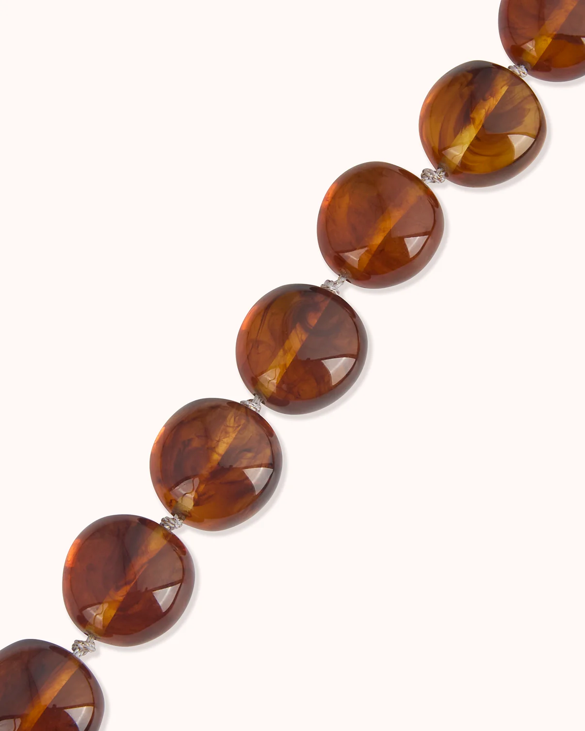 Waterproof Brown Large Round Bead Bracelet in Gold - Image 3