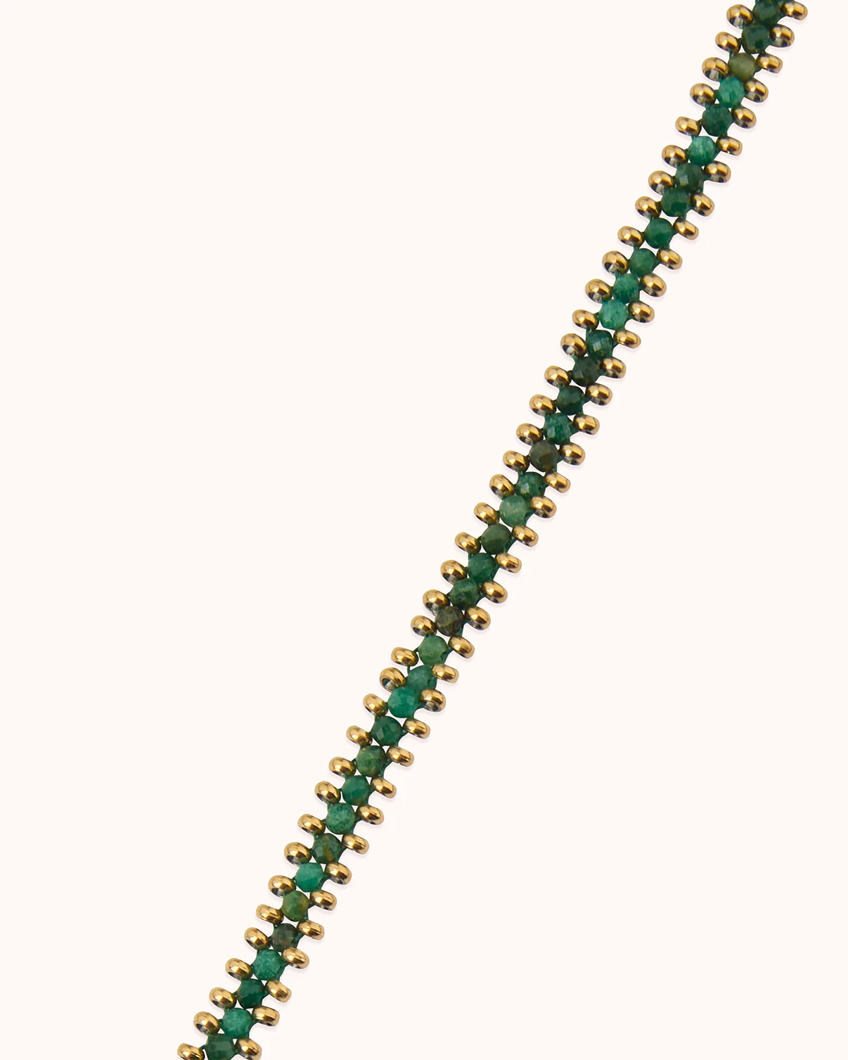 Waterproof Green Beaded Chain Bracelet in Gold - Image 3