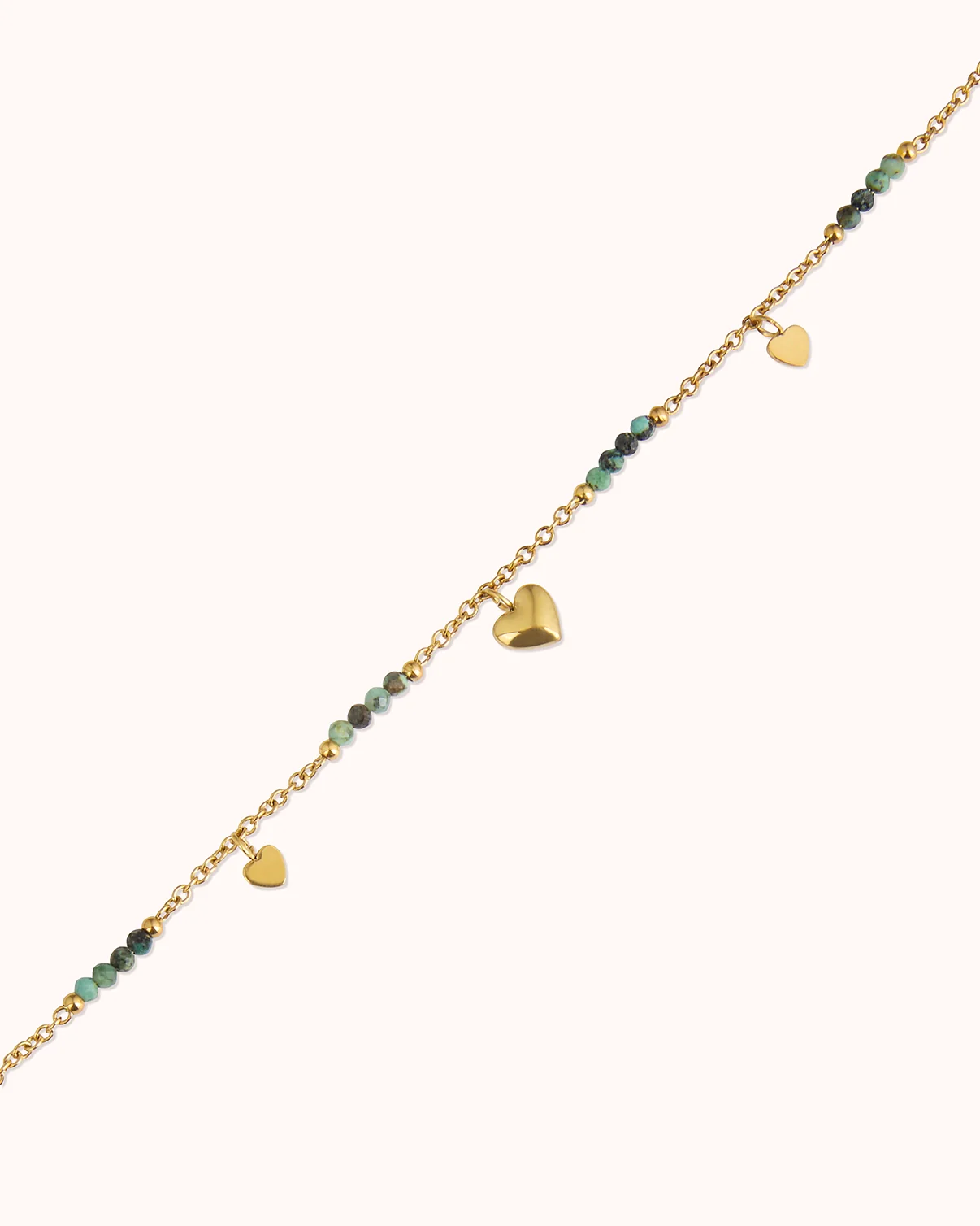 Waterproof Heart Charms Beaded Bracelet in Gold - Image 3