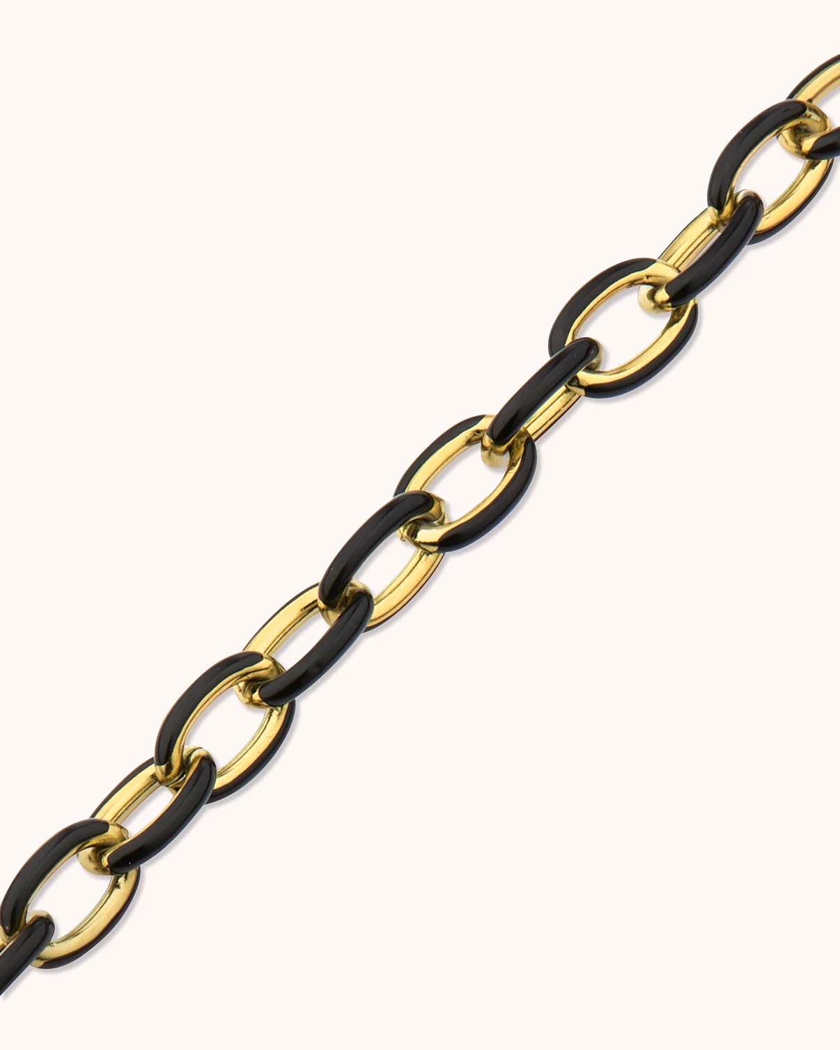 Black Enamel Oval Link Chain Bracelet - Image 3
