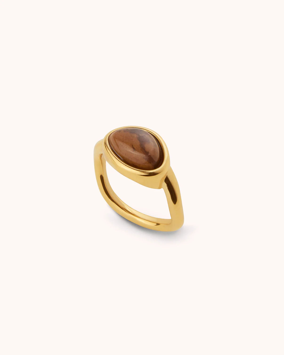 Brown Beaded Ring in Gold - Image 3