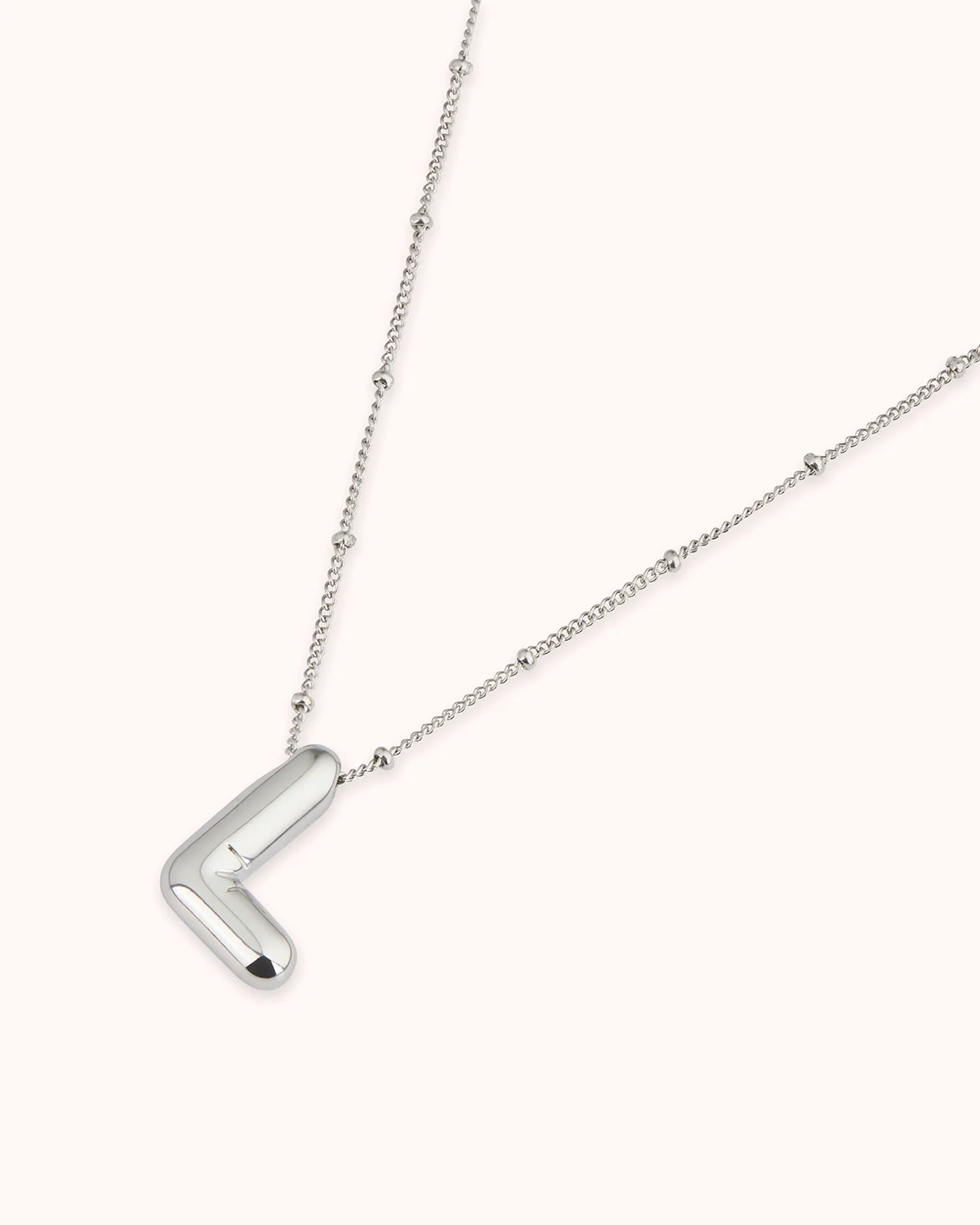 Large L Initial Pendant Necklace in Silver - Image 3