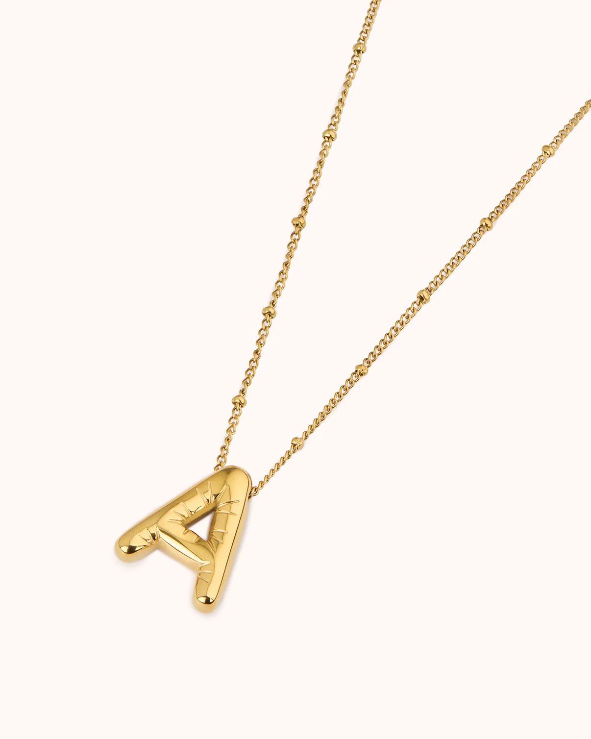 Large A Initial Pendant Necklace in Gold - Image 3