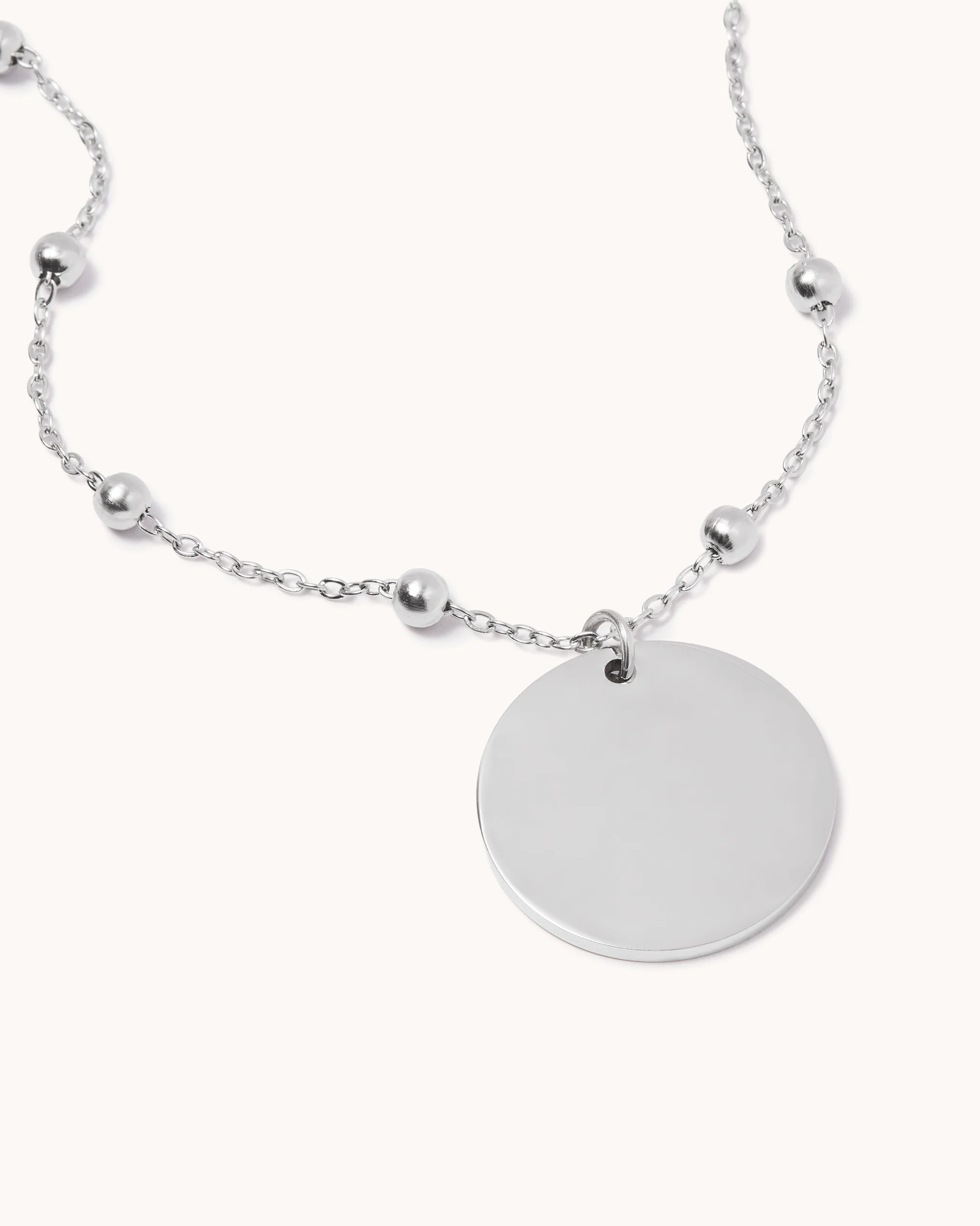 Long Beaded Pendant Chain Necklace in Silver - Image 2