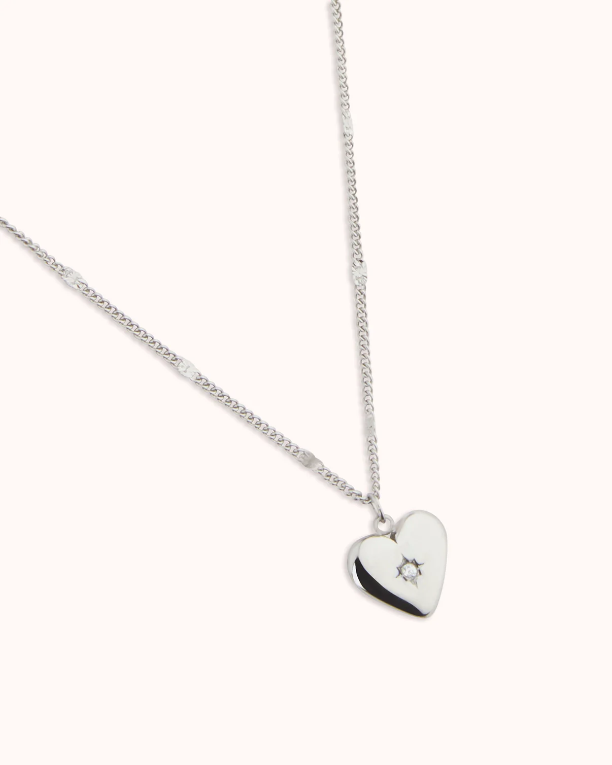Heart Pendant Chain Necklace in Silver - Image 2