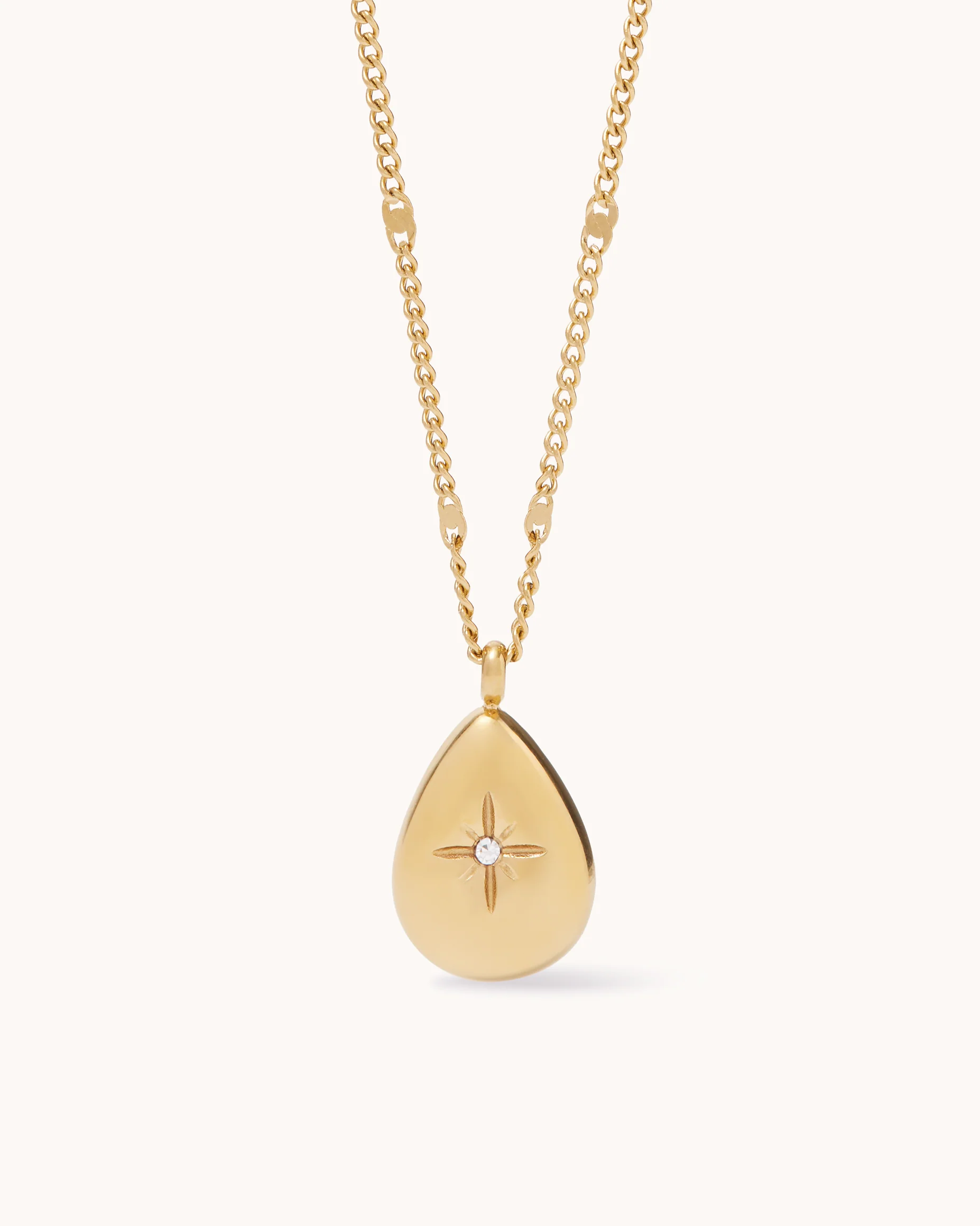 Teardrop Pendant Twisted Chain Necklace