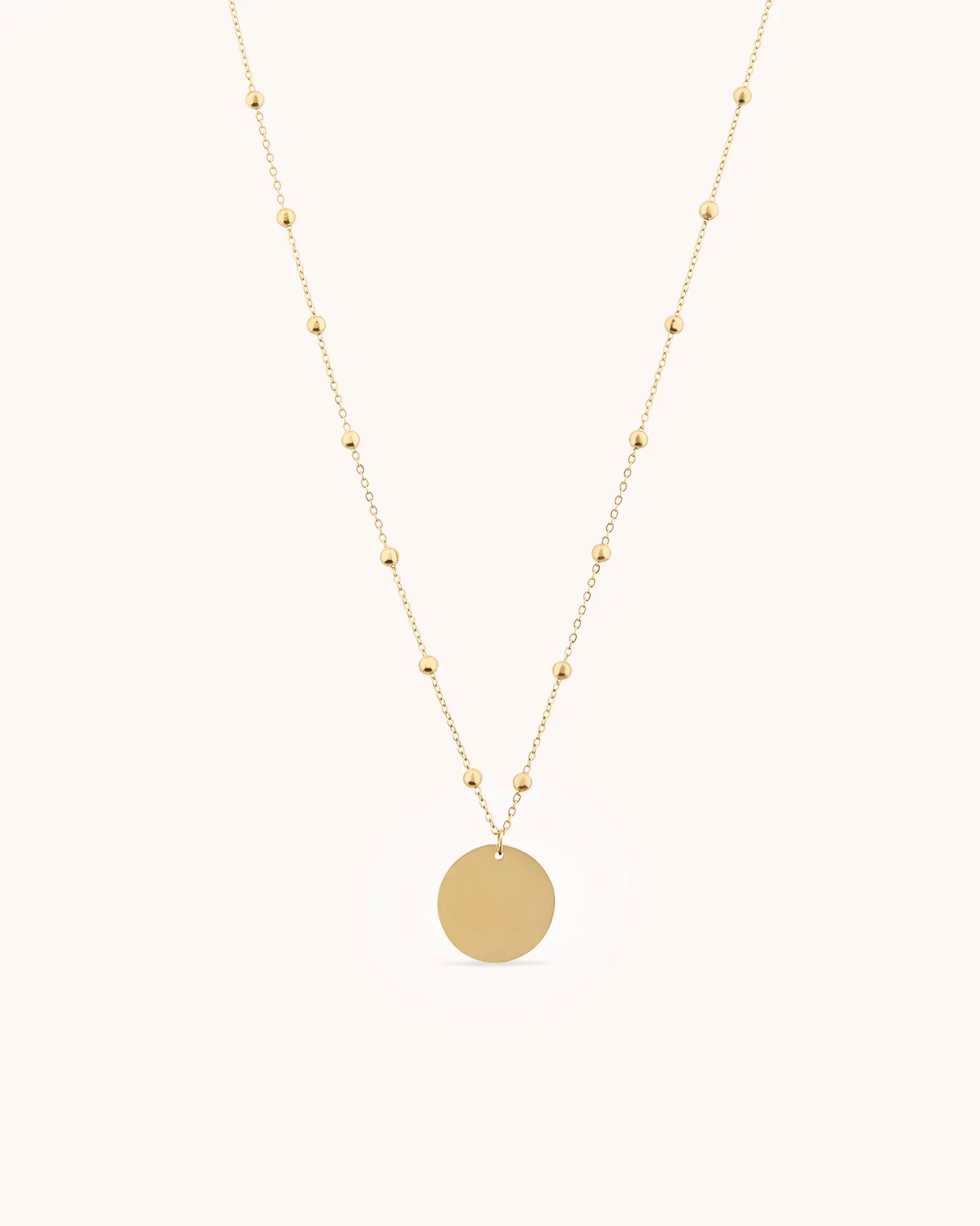 Long Beaded Pendant Chain Necklace in Gold
