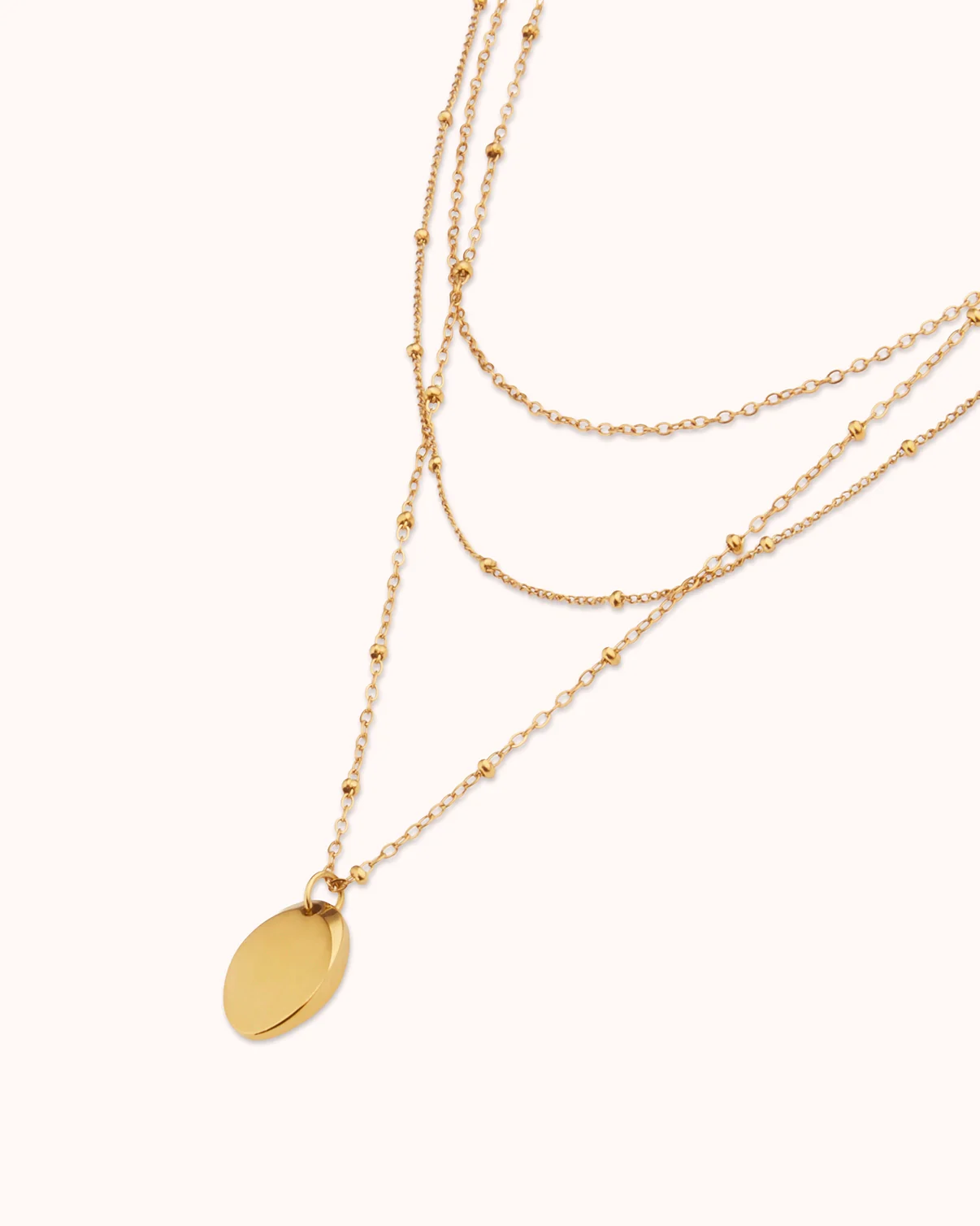 Oval Pendant Beaded Chain Necklace Set - Image 2