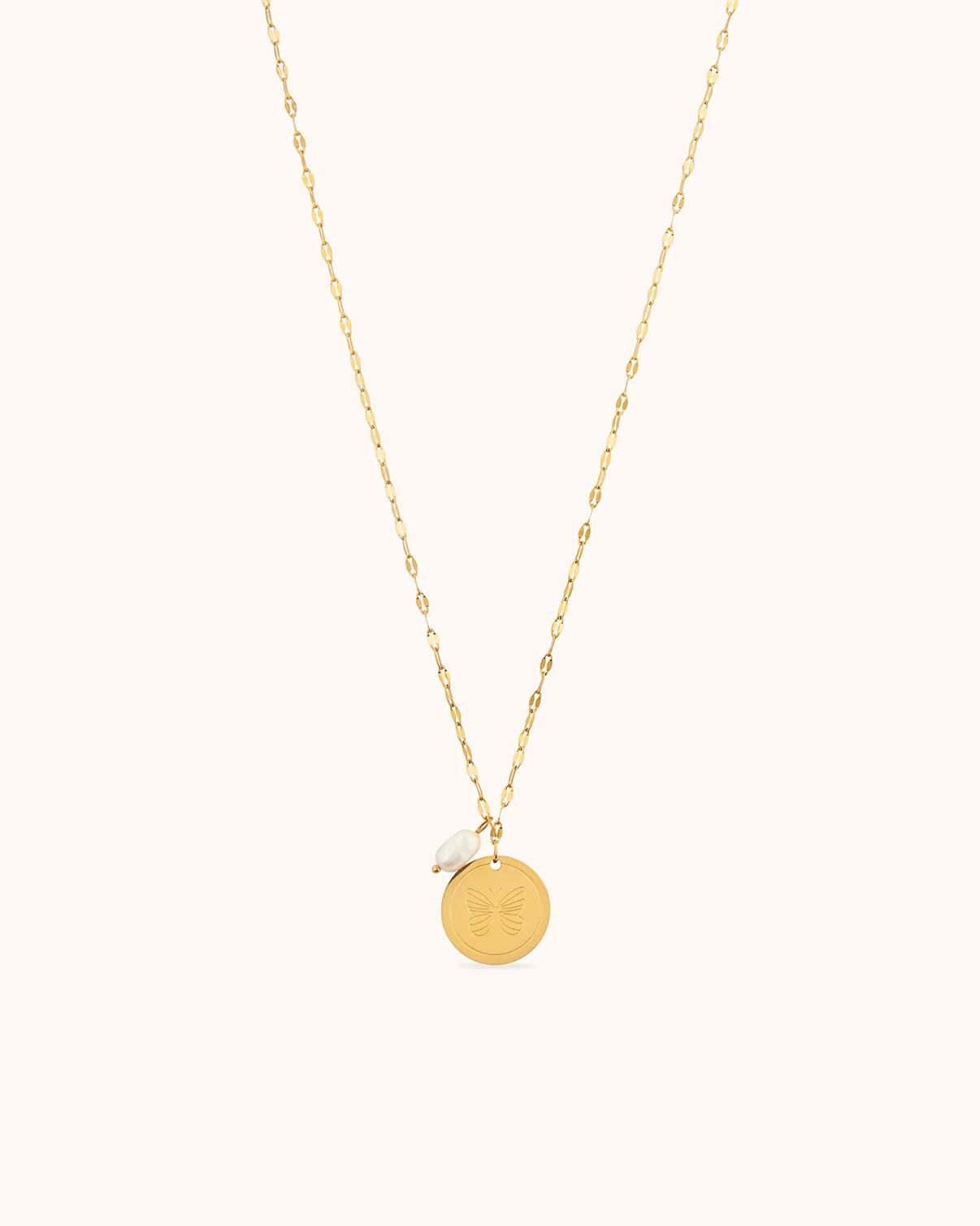 Pendant & Pearl Chain Necklace in Gold