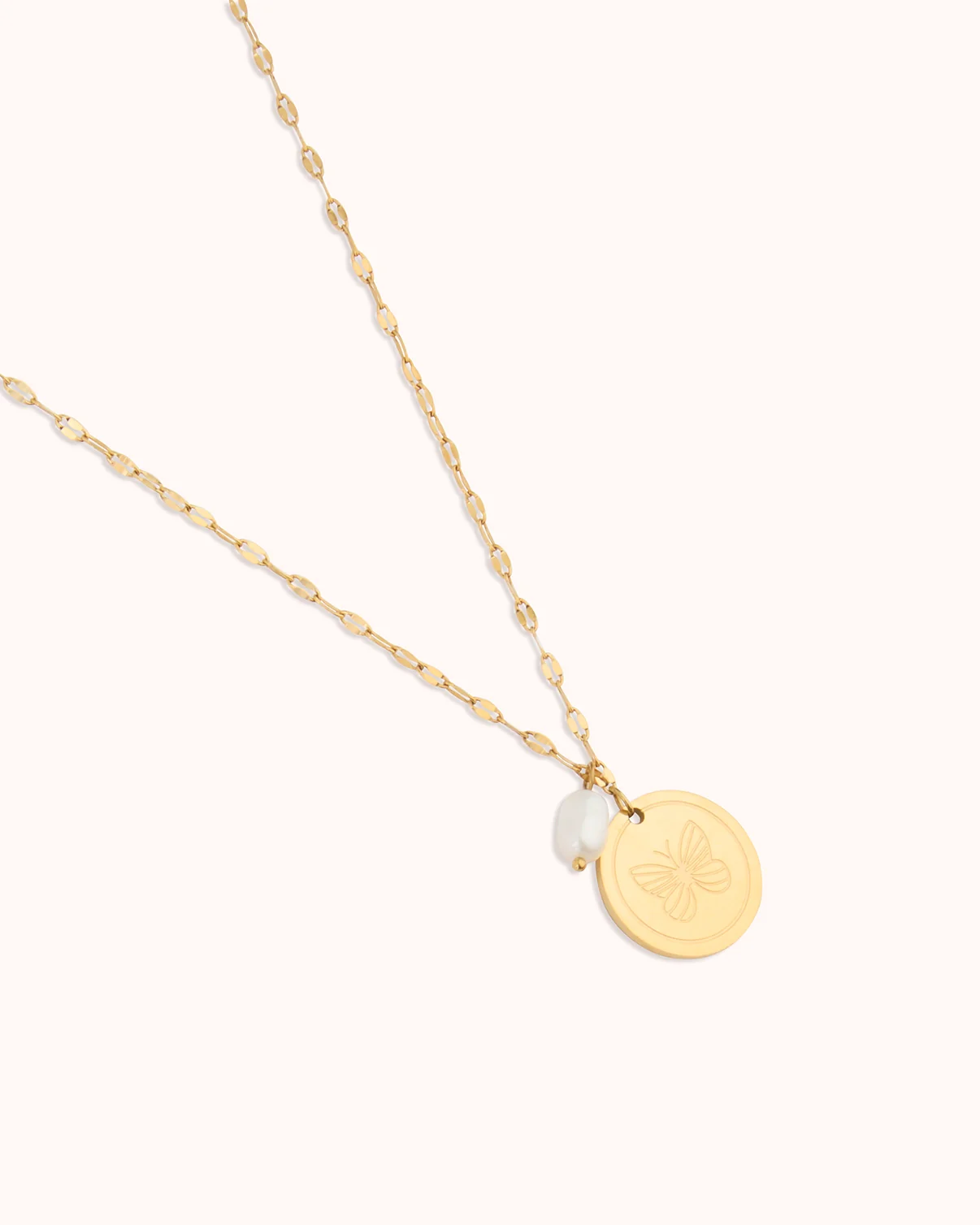 Pendant & Pearl Chain Necklace in Gold - Image 2
