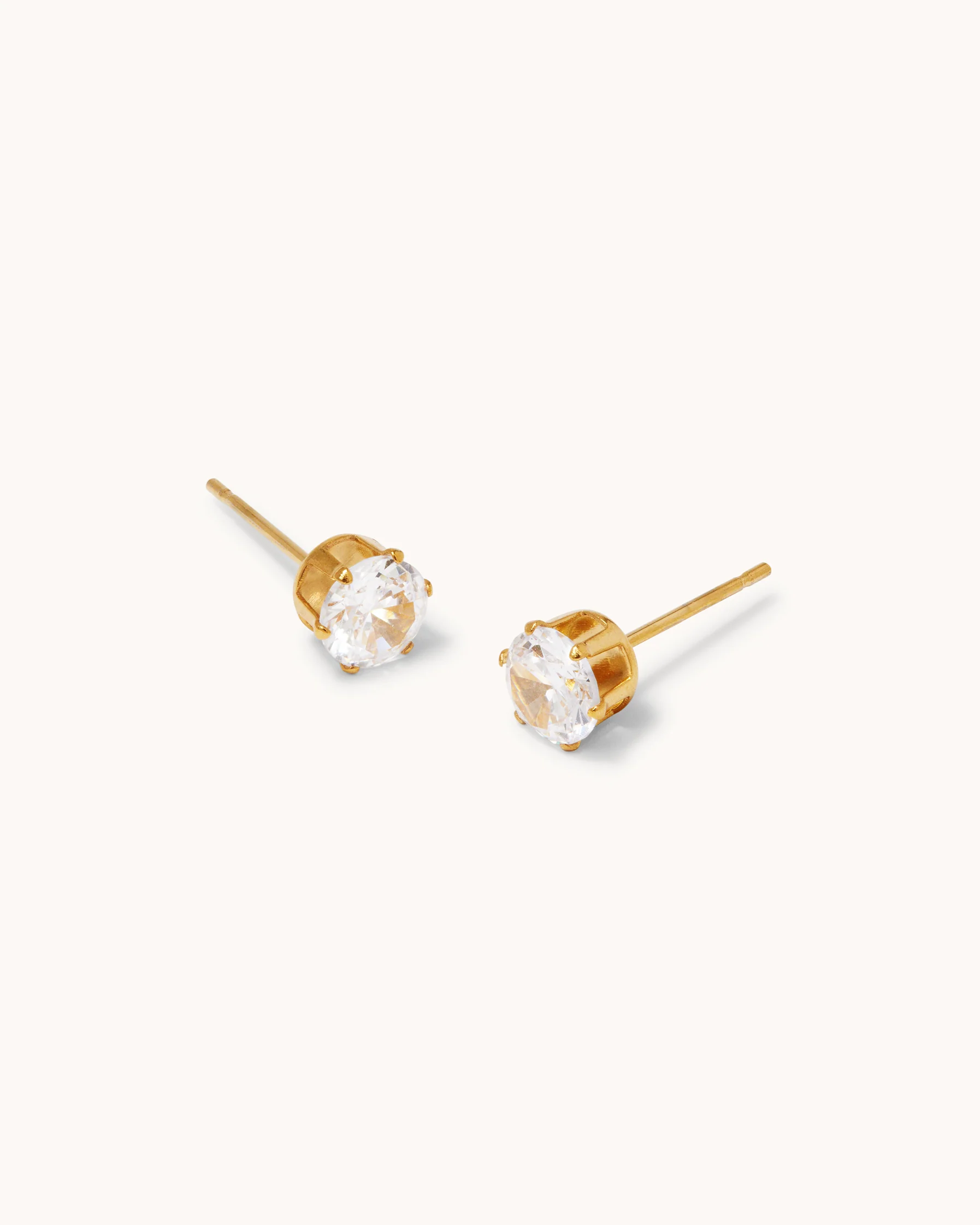Waterproof 6mm Cubic Zirconia Studs in Gold - Image 3