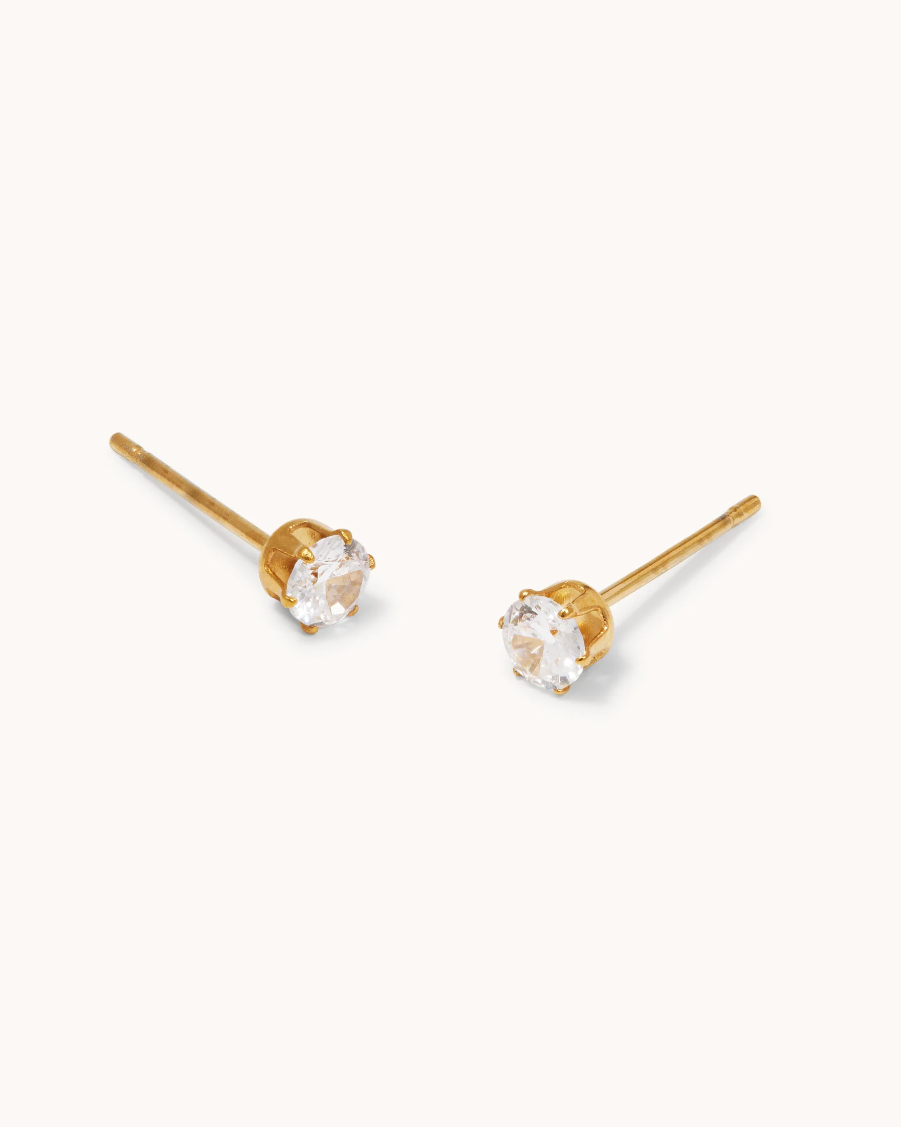 Waterproof 4mm Cubic Zirconia Studs in Gold - Image 2
