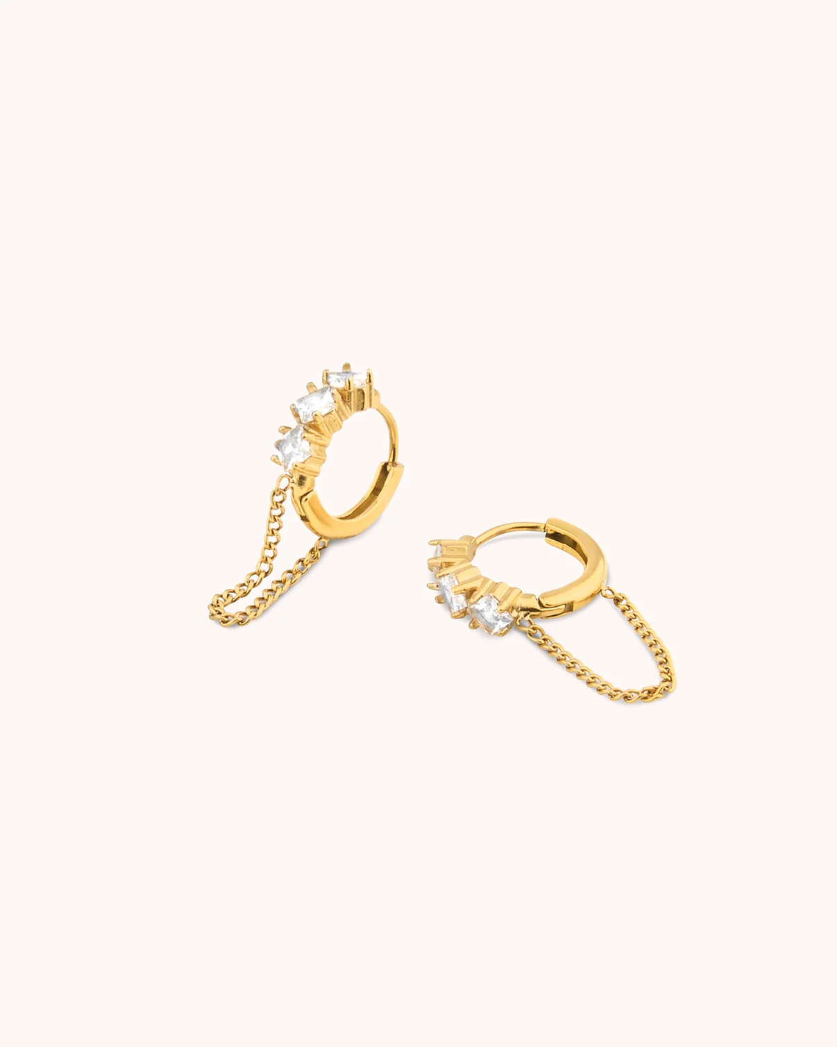 Waterproof Chain Huggie Earrings in Gold - Image 3