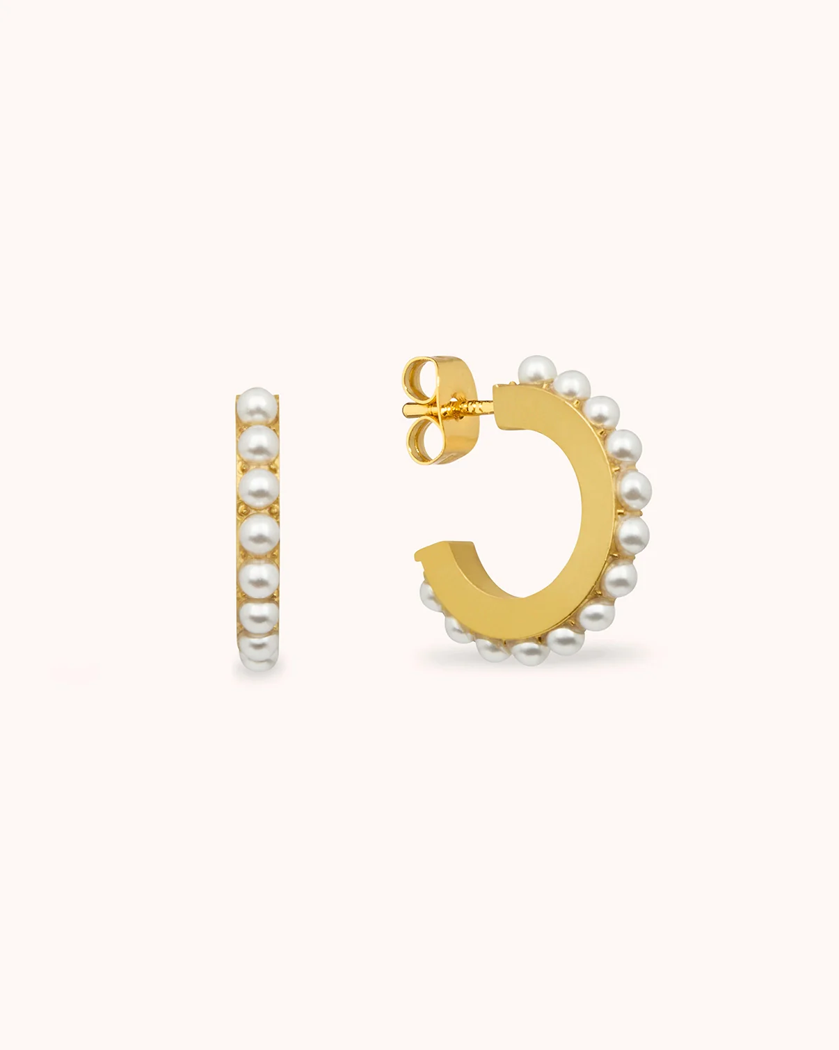 Waterproof Freshwater Pearl Huggies in Gold