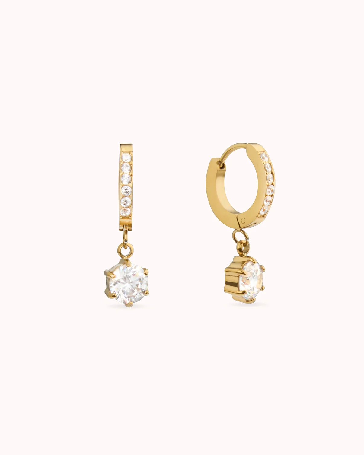 Waterproof Pavé Drop Earrings in Gold
