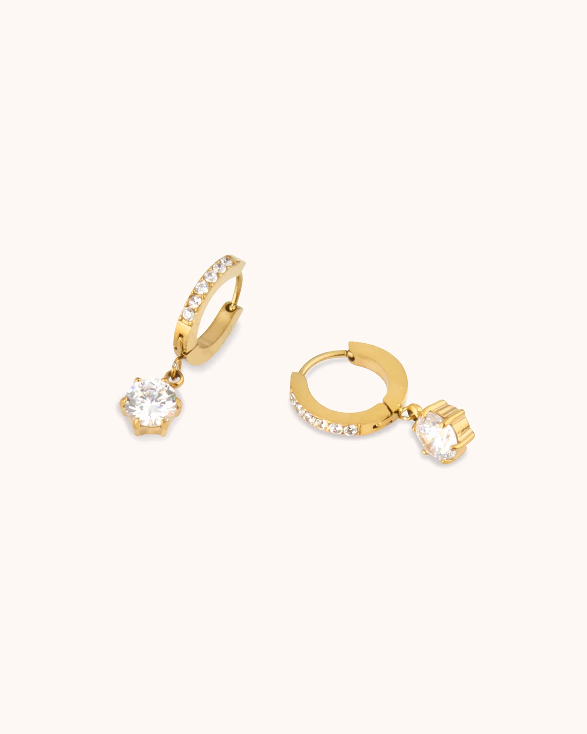Waterproof Pavé Drop Earrings in Gold - Image 3