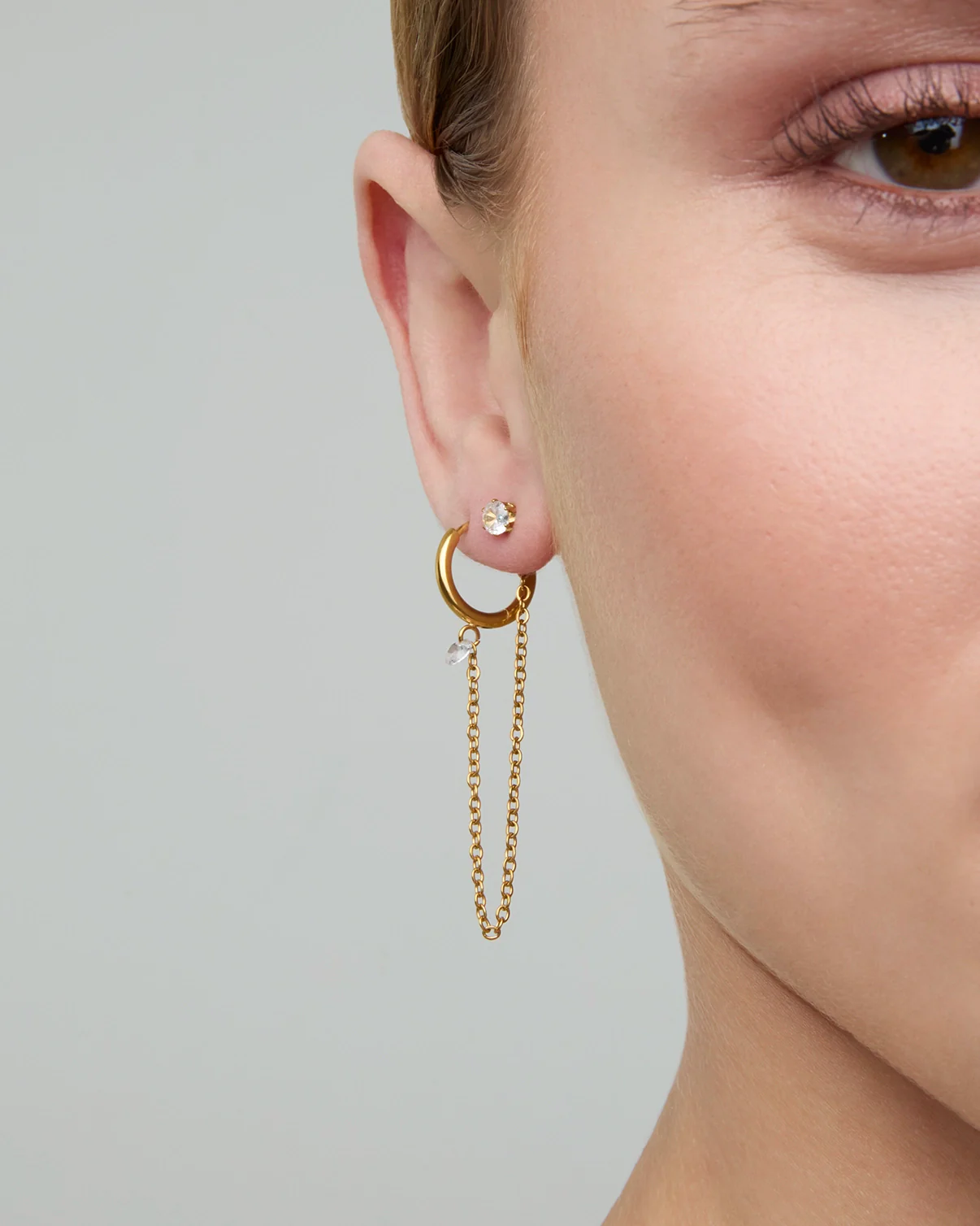 Waterproof Chain Earrings in Gold - Image 2