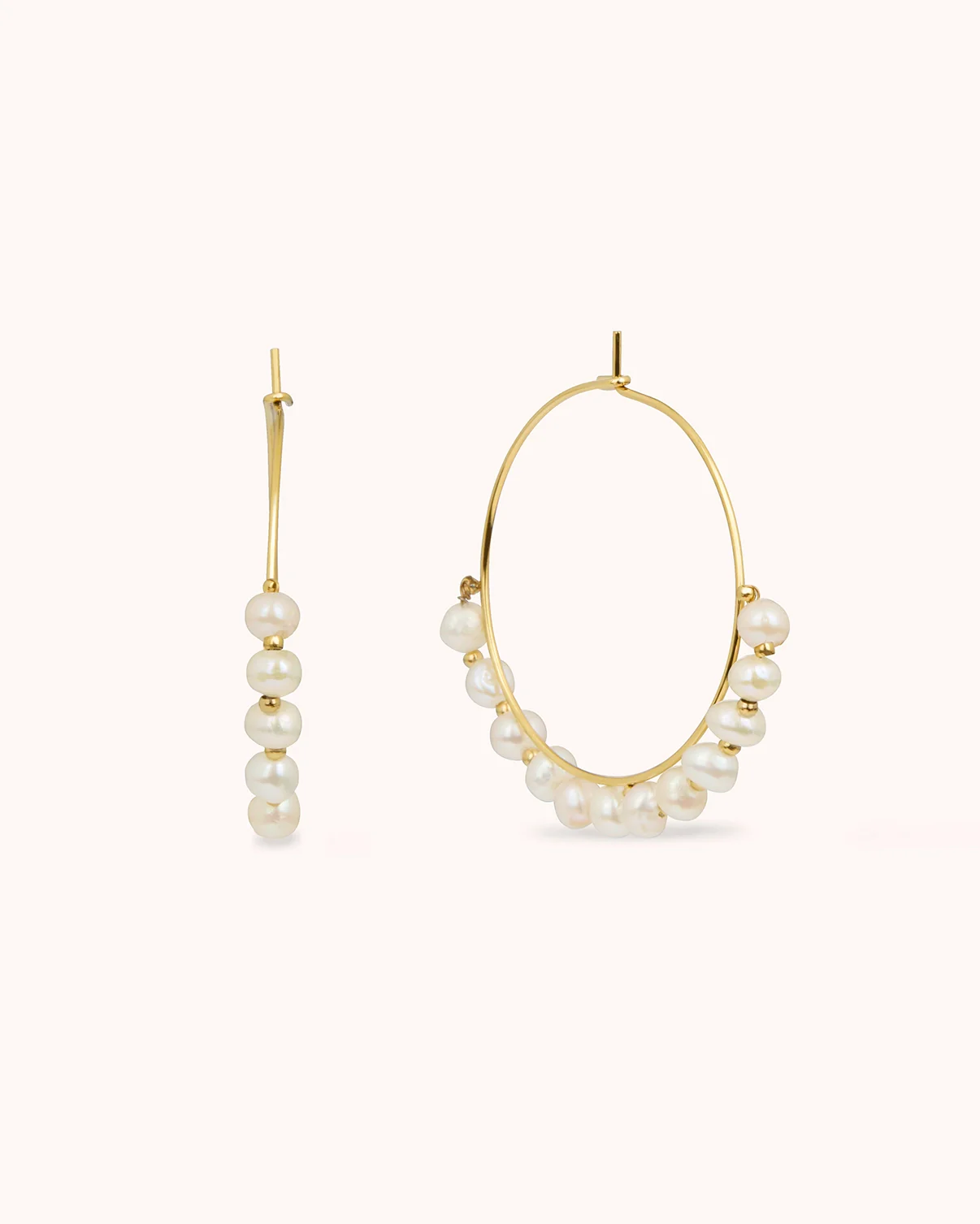 Waterproof Freshwater Pearl Hoops in Gold