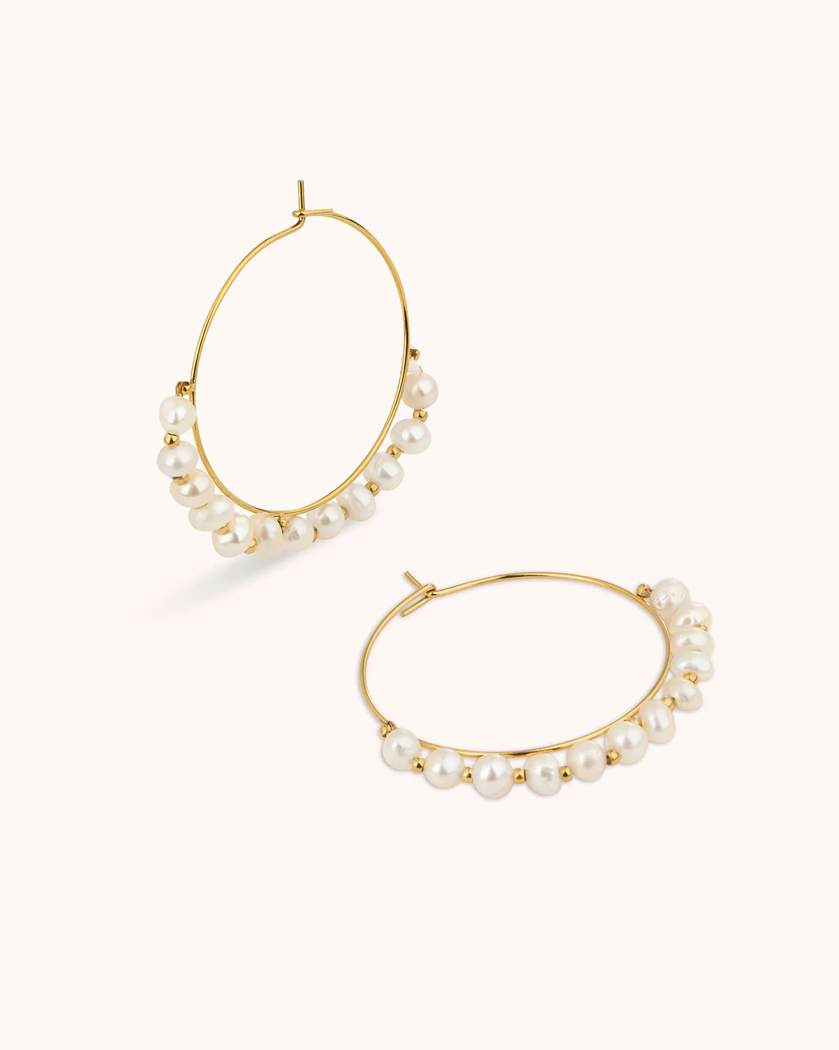 Waterproof Freshwater Pearl Hoops in Gold - Image 3