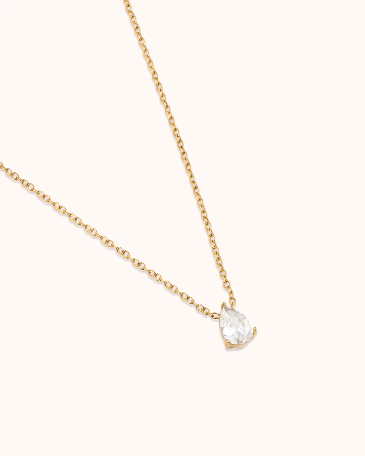 Pear Cubic Zirconia Solitaire Necklace in Gold - Image 3