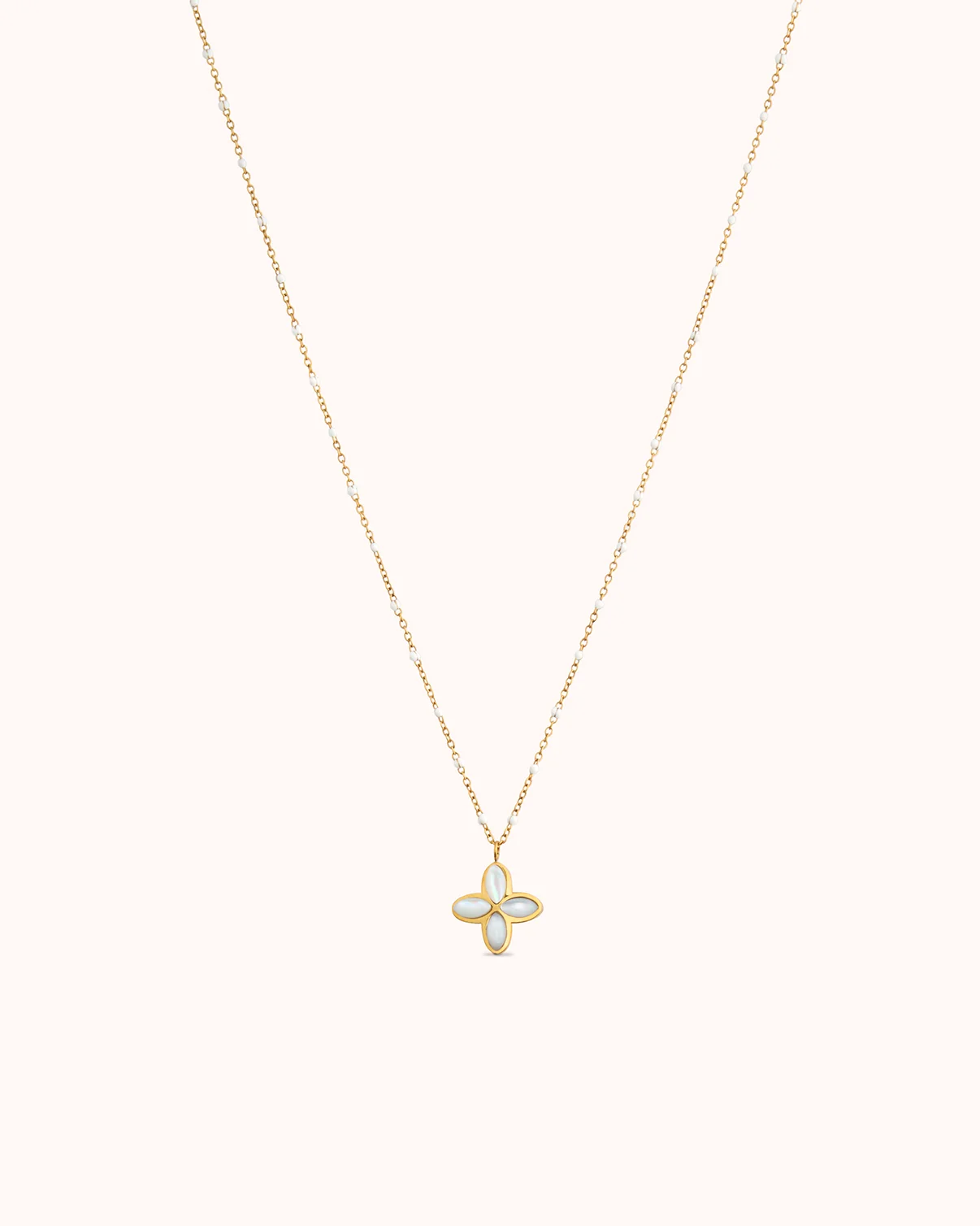 Waterproof Semi-Precious Cross Necklace in Gold