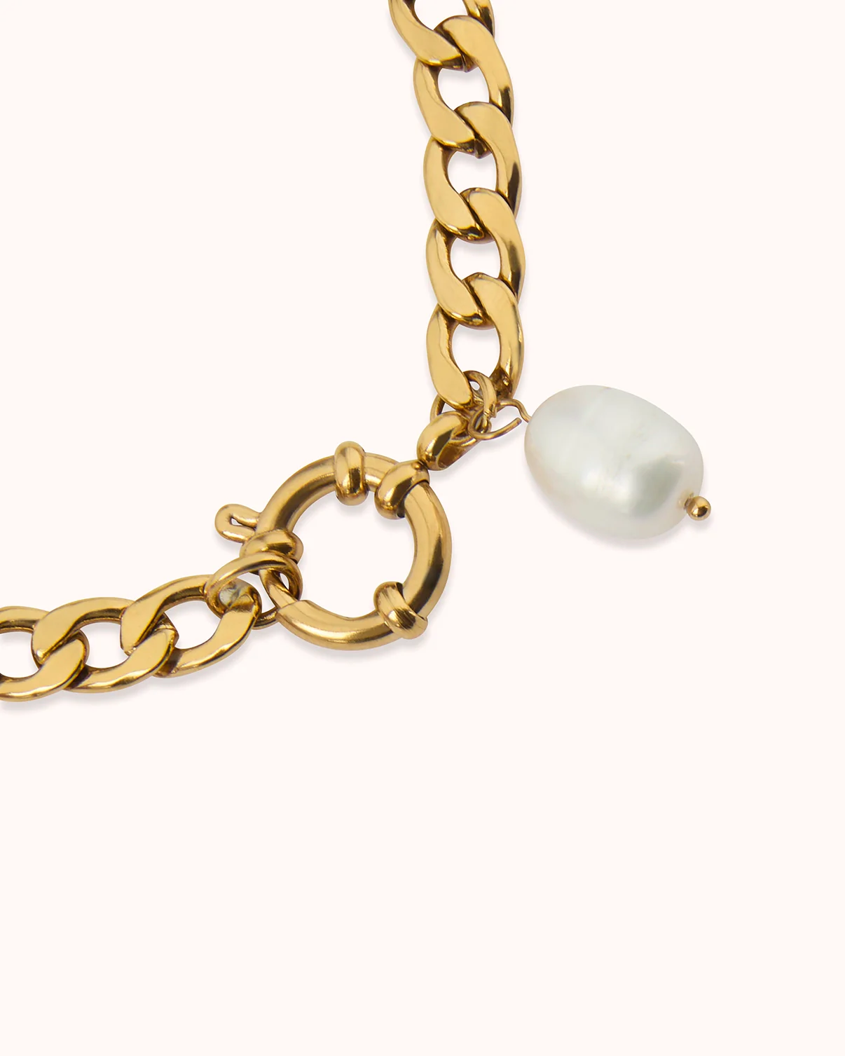 Waterproof Freshwater Pearl Chunky Chain Bracelet in Gold - Image 3