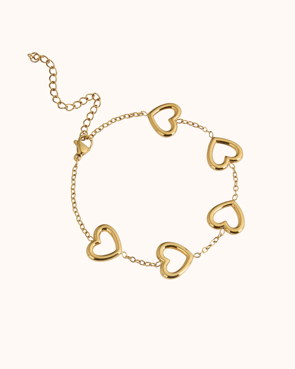 Waterproof Outline Heart Bracelet in Gold