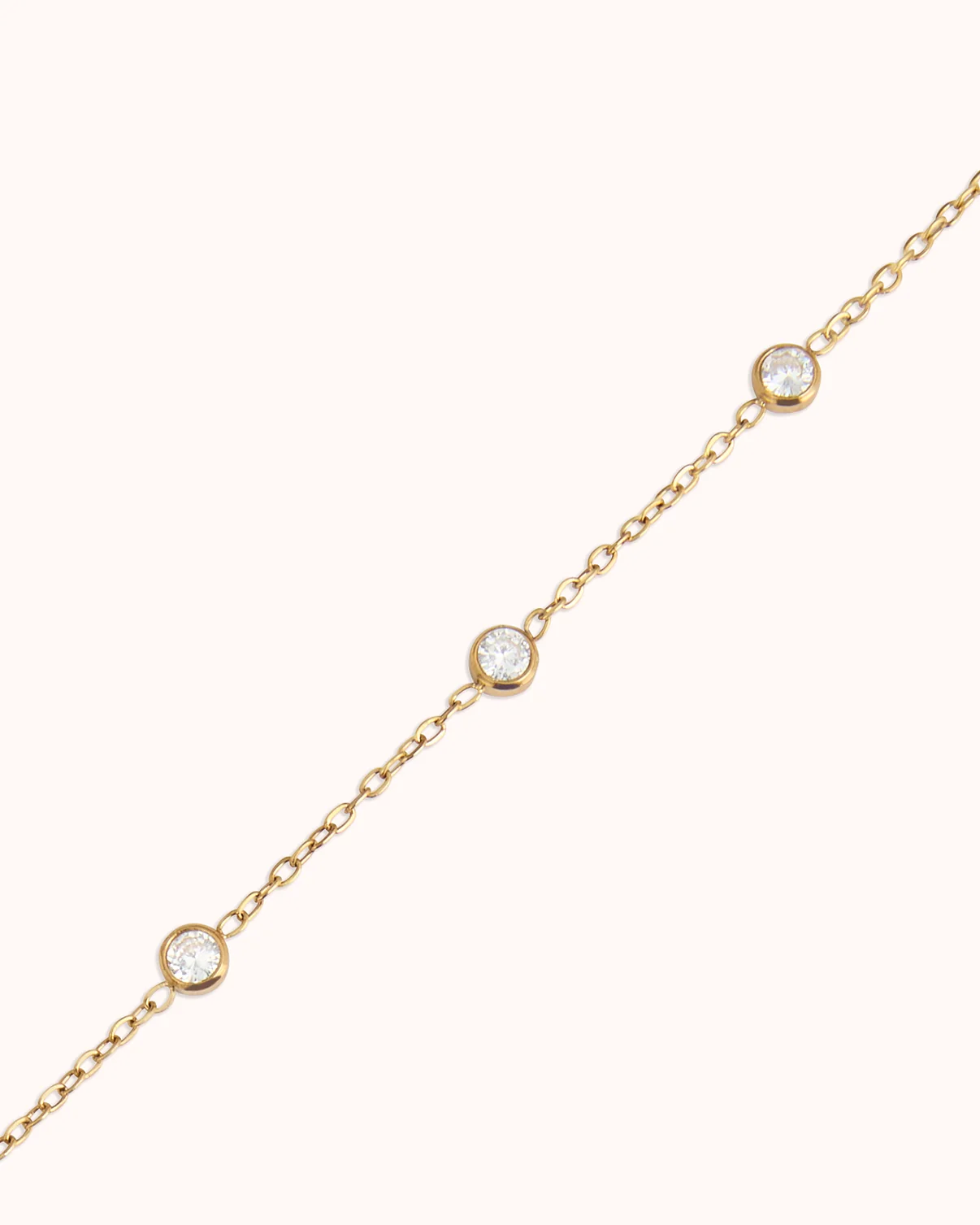 Waterproof Round Cubic Zirconia Bracelet in Gold - Image 3