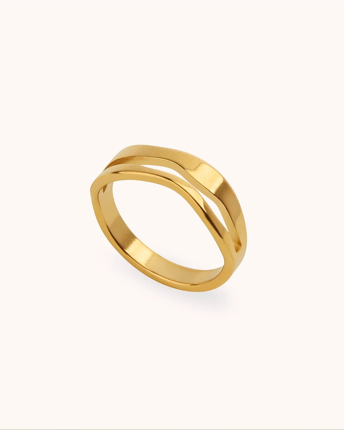 Waterproof Wavy Double Stack Ring in Gold - Image 3