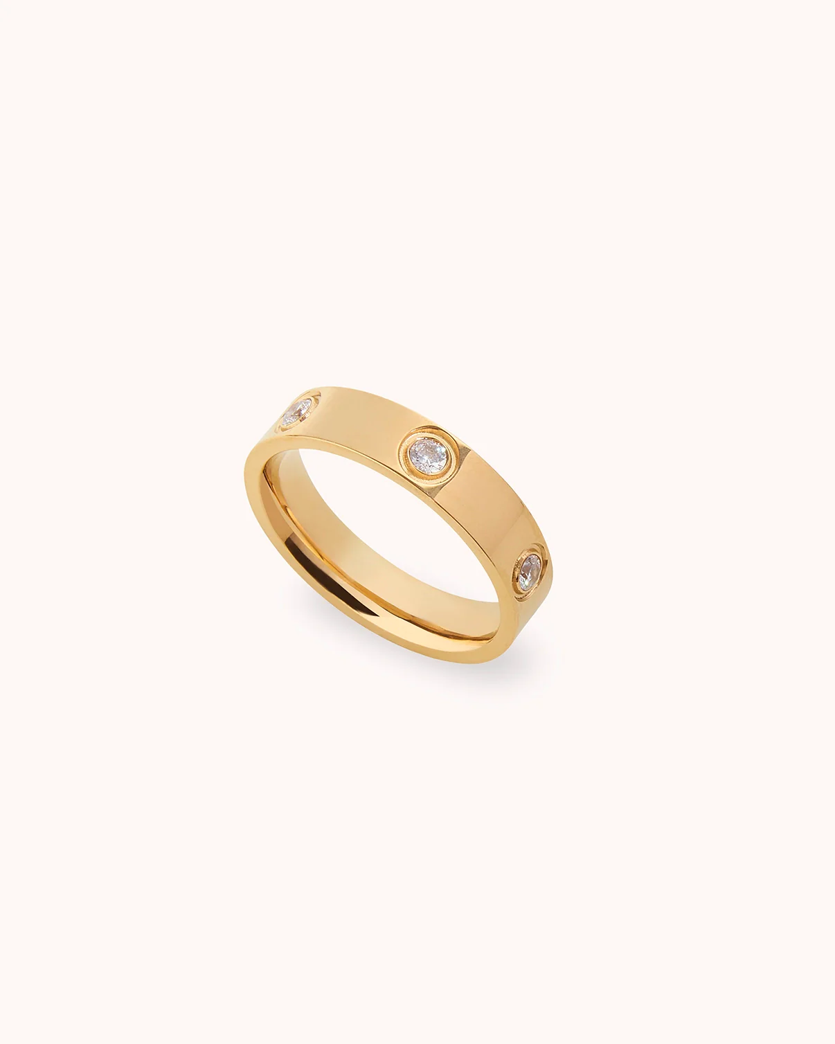 Waterproof Solitaire Stone Ring in Gold - Image 3