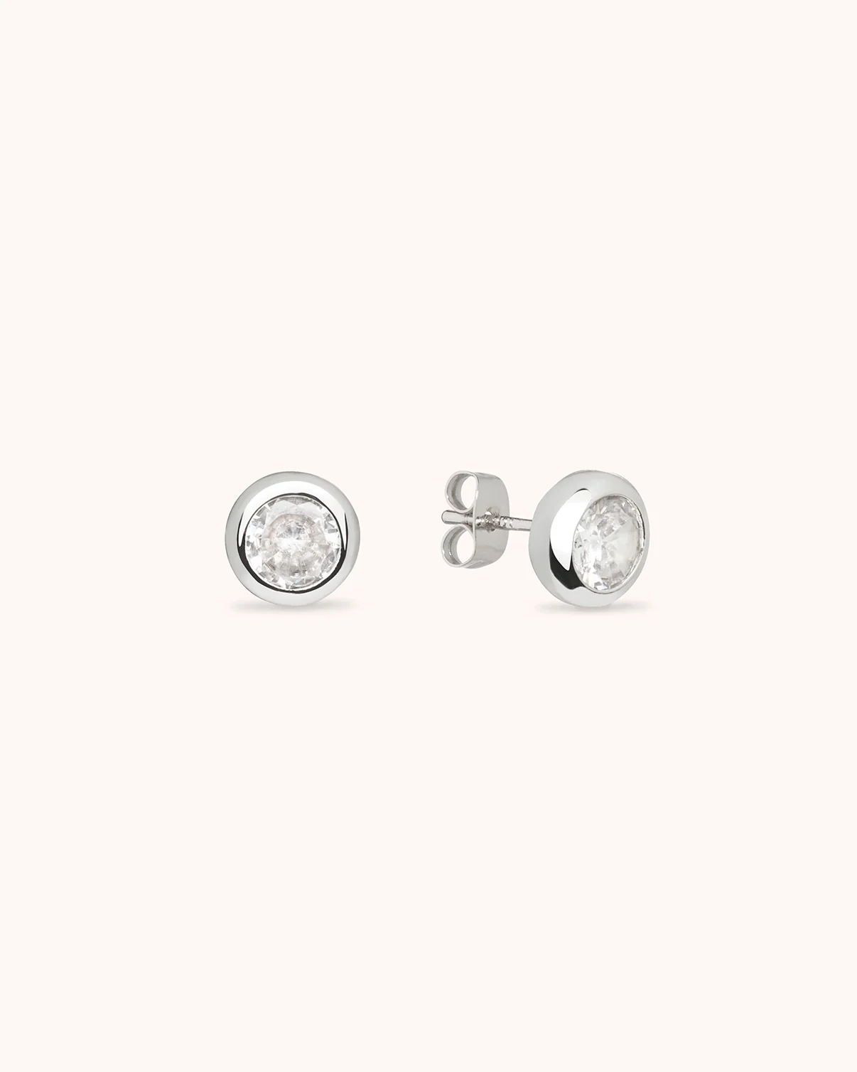 Solitaire Stud Earrings in Silver