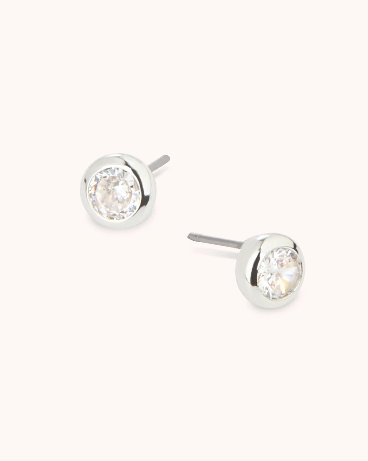 Solitaire Stud Earrings in Silver - Image 3