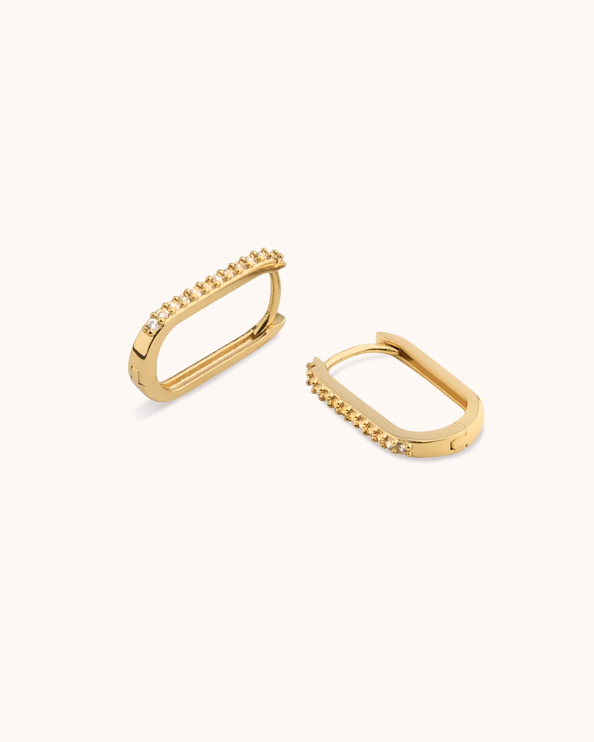 Oblong Hoop Earrings in Gold - Image 3