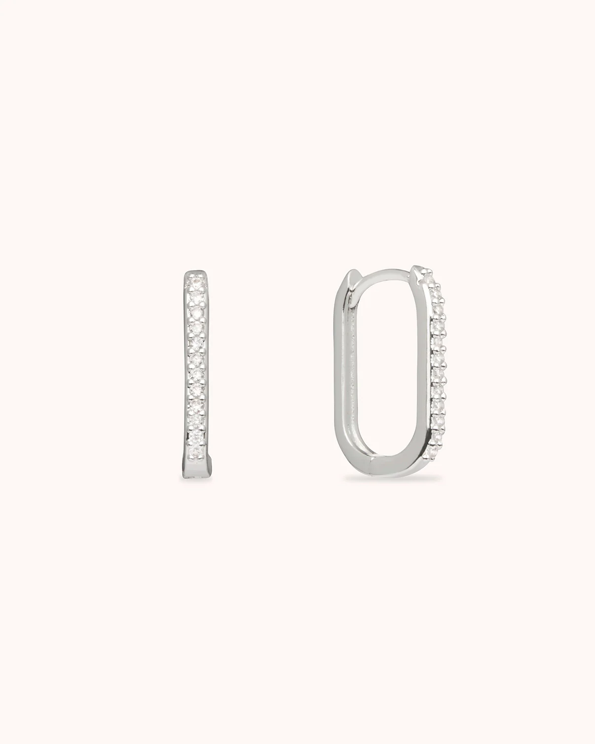 Oblong Hoop Earrings in Silver