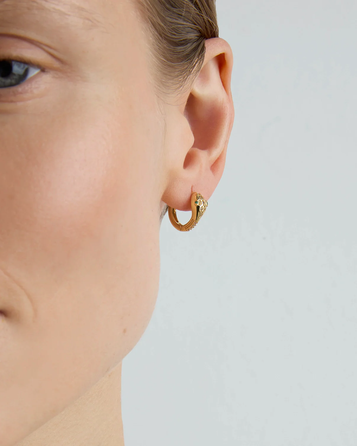 Snake Huggie Earrings in Gold