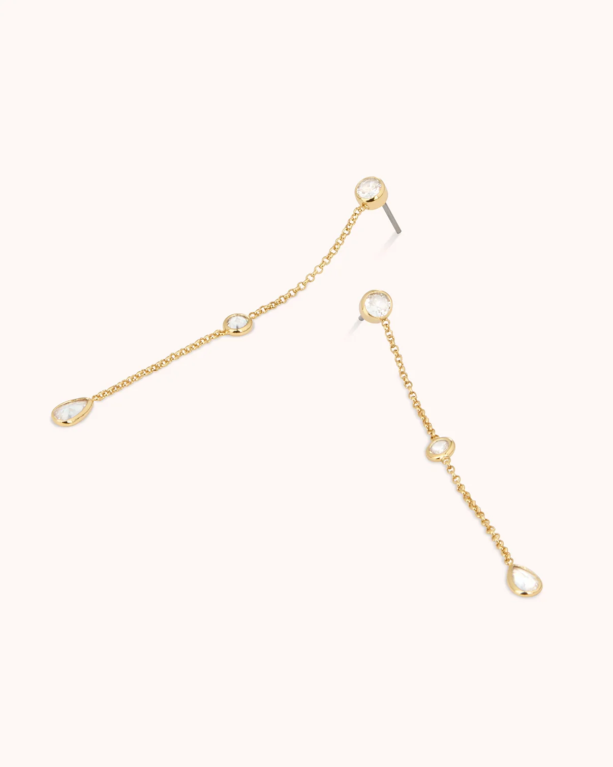 Multi Cubic Zirconia Drop Earrings in Gold - Image 3