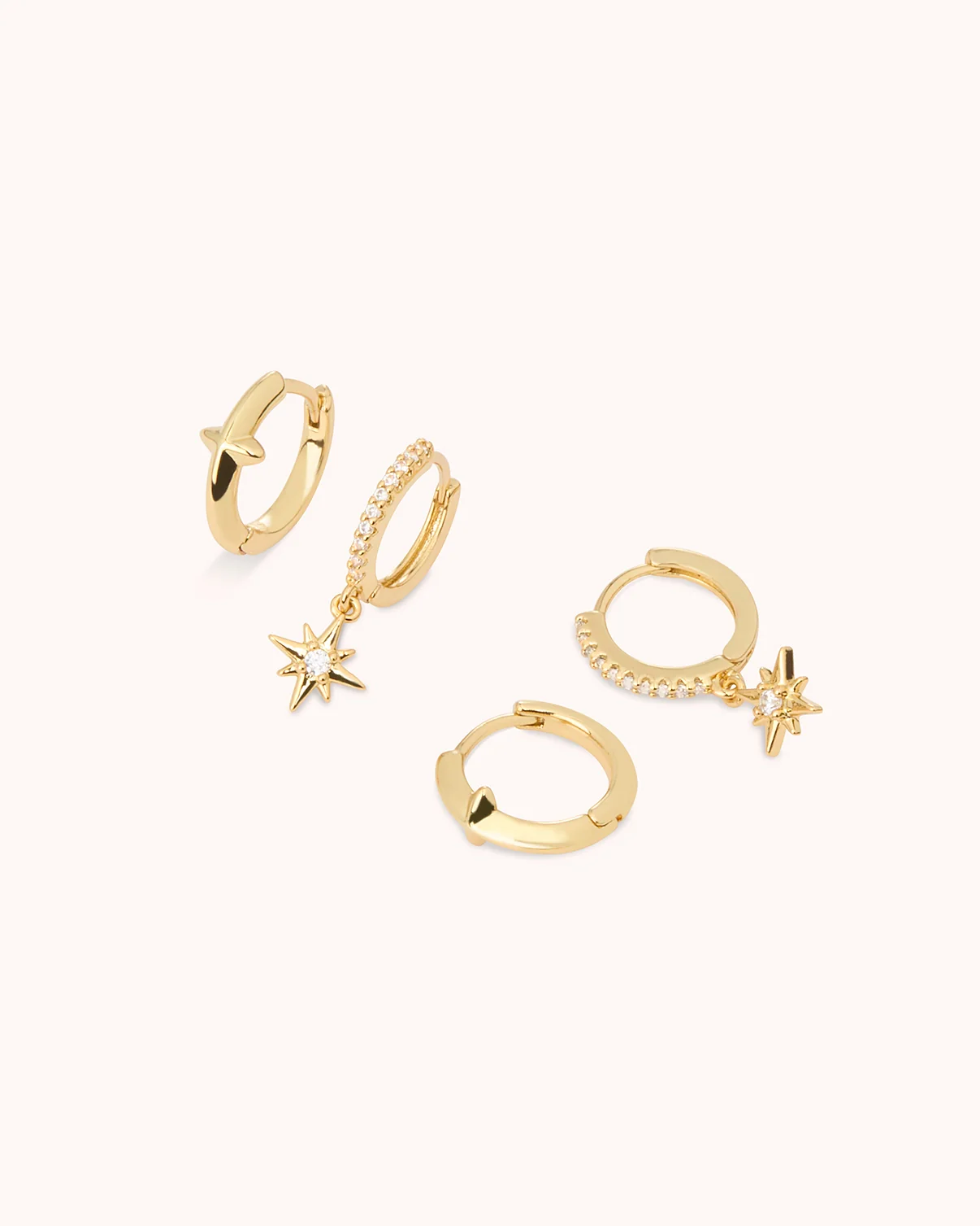 Star Hoop Earrings in Gold - Image 3