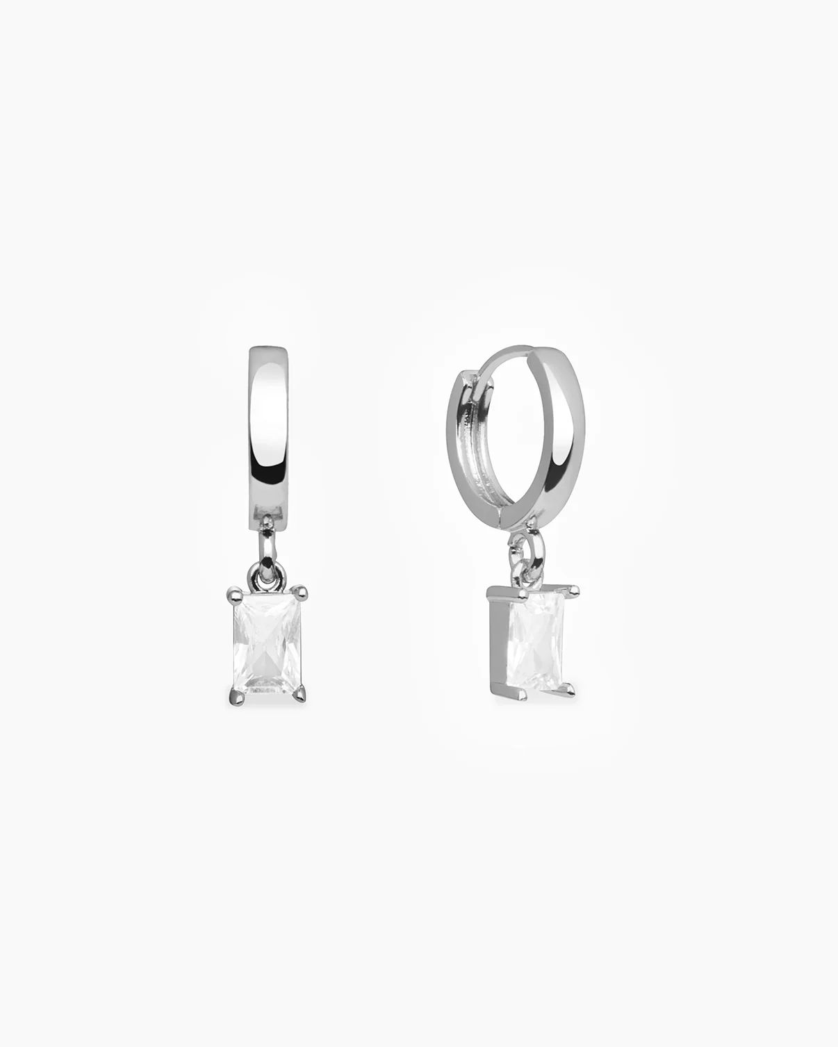 Charm Huggie Earrings in Silver