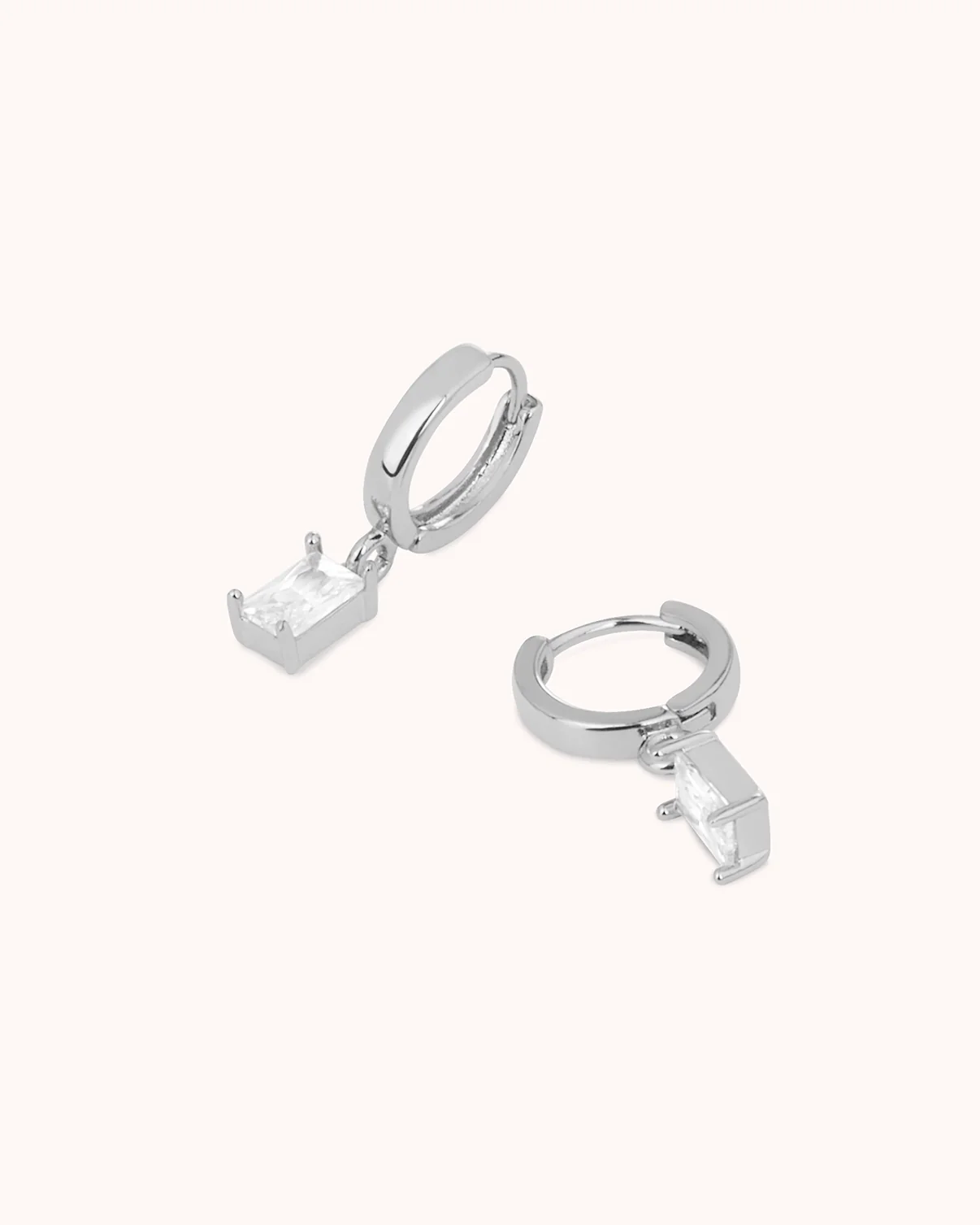Charm Huggie Earrings in Silver - Image 3
