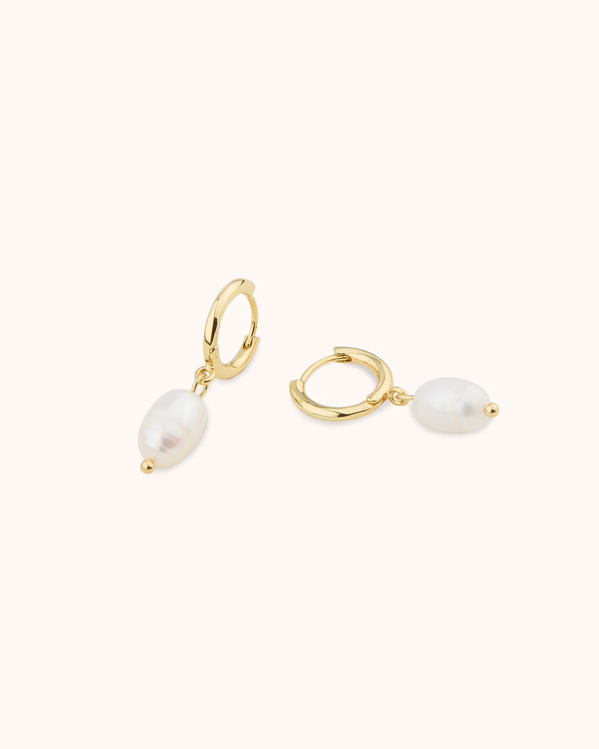 Pearl Charm Huggie Earrings in Gold - Image 3