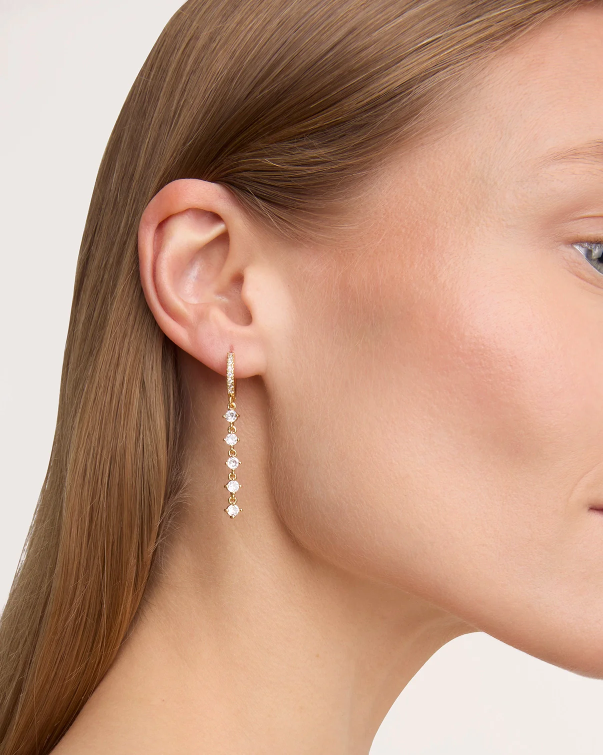 Drop Hoop Earrings in Gold - Image 2