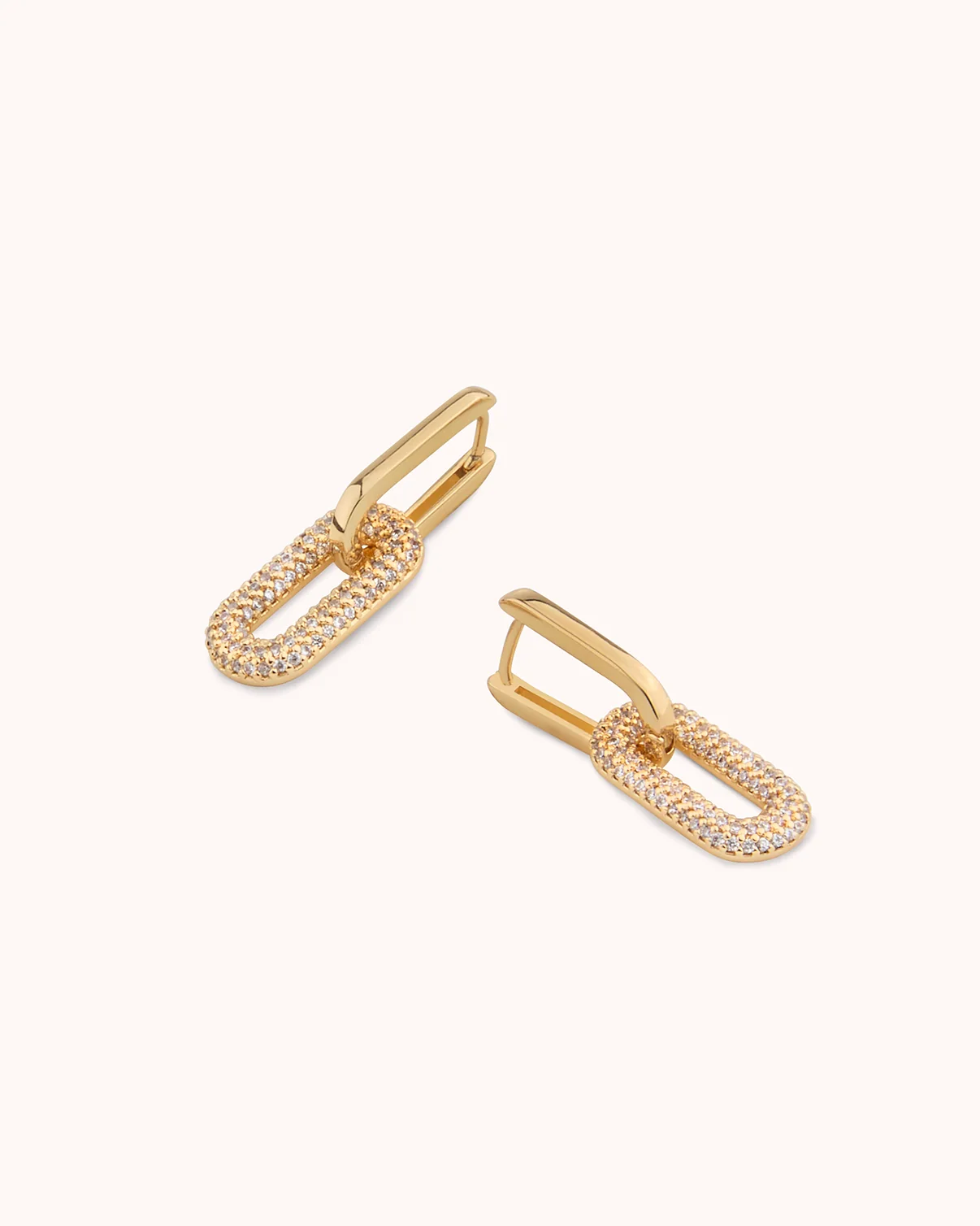 Oblong Link Stud Earrings in Gold - Image 4