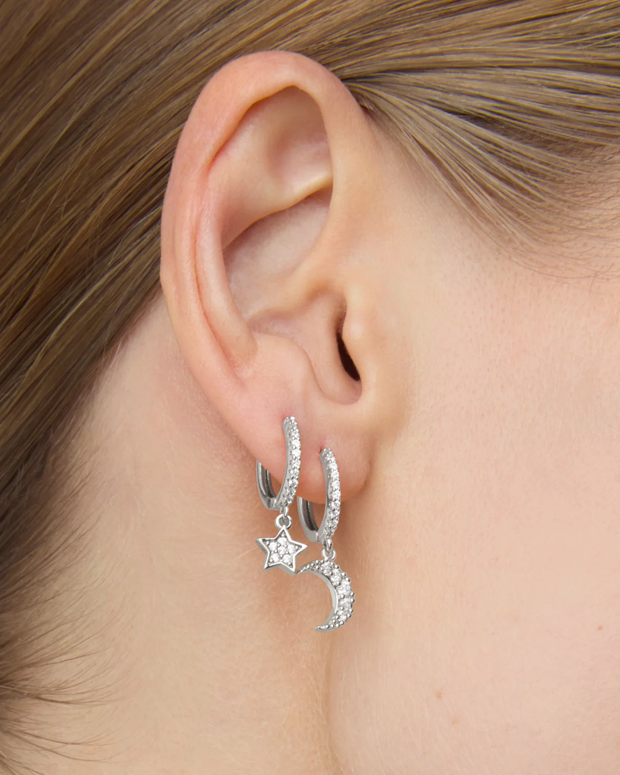 2-Pack Celestial Hoops in Silver - Image 2