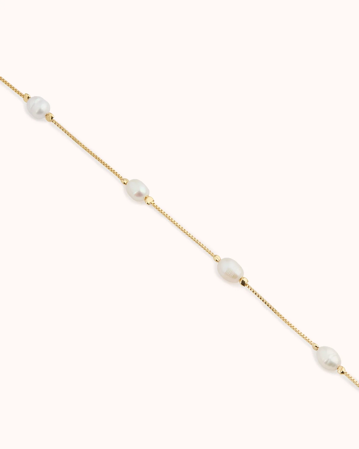 Large Pearl Station Necklace in Gold - Image 3