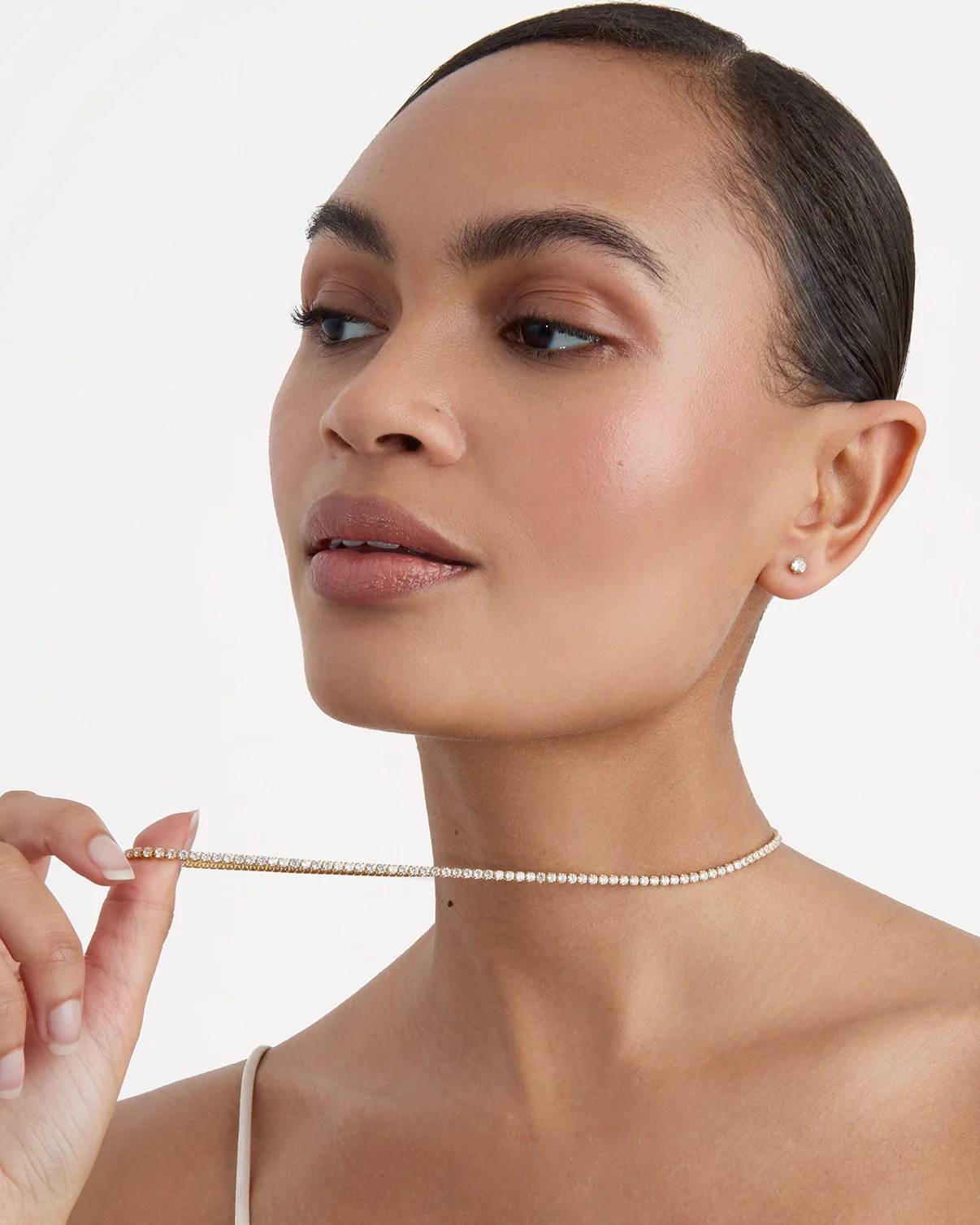 Round Tennis Necklace in Gold - Image 2
