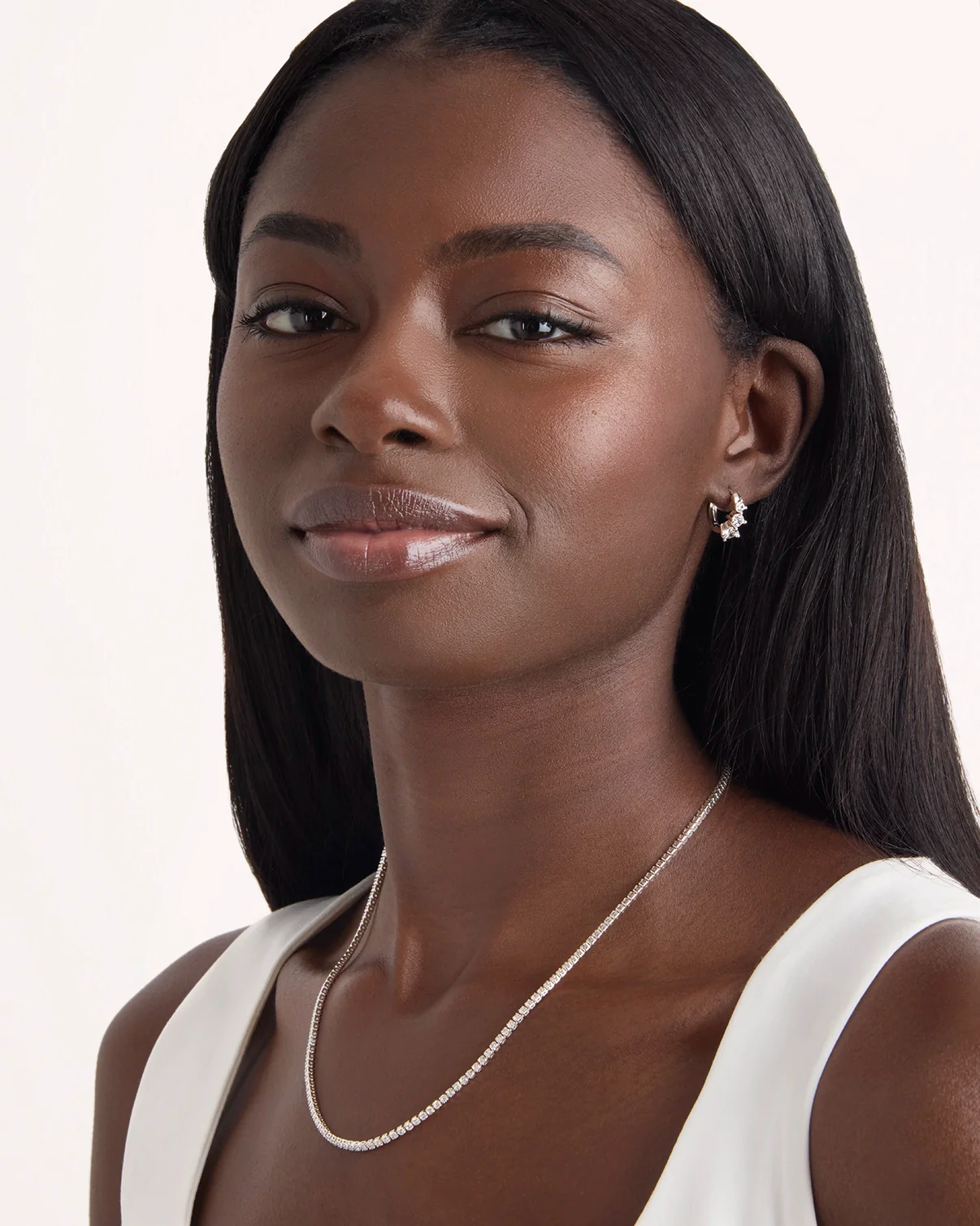 Small Tennis Necklace in Silver - Image 2