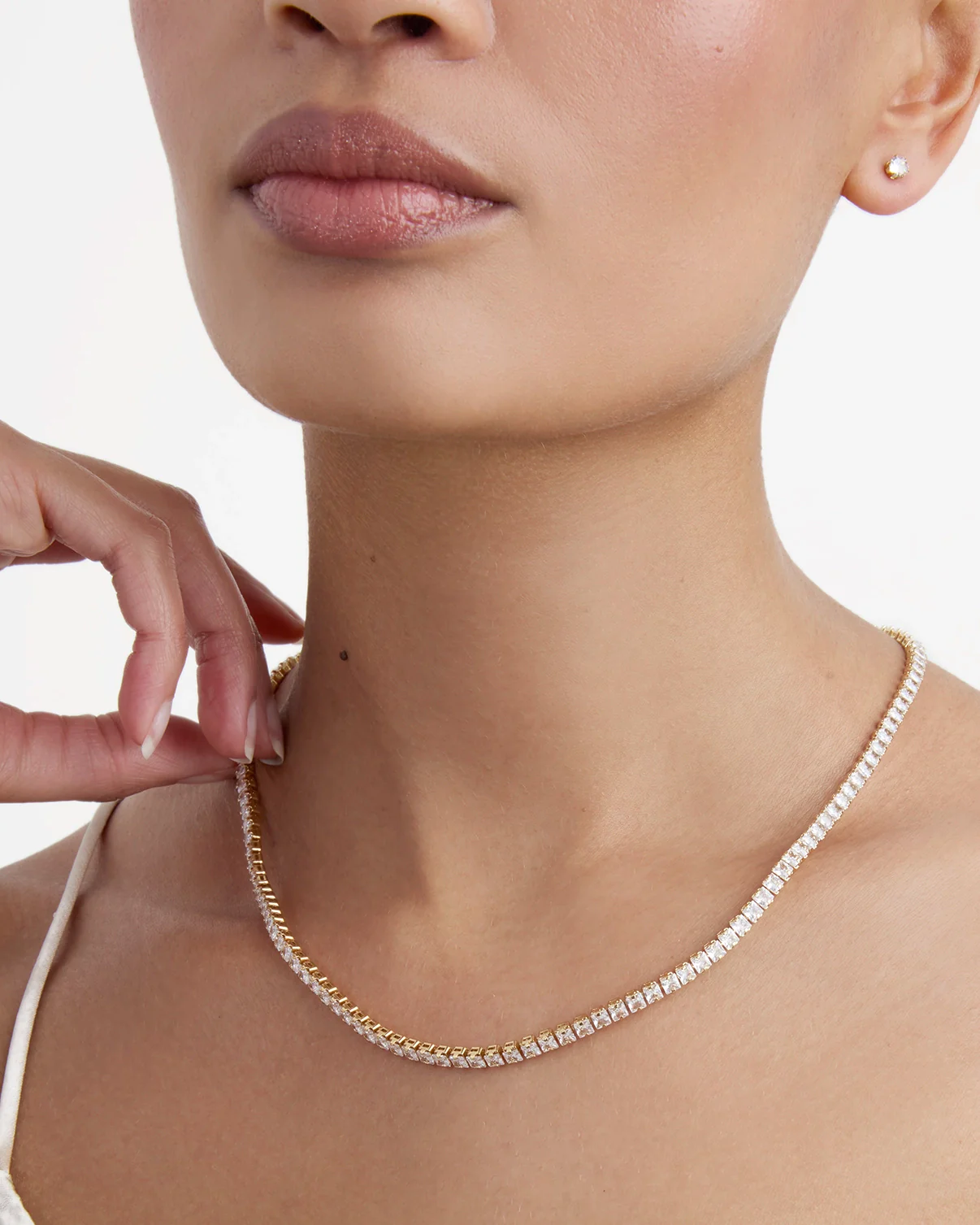 Square Tennis Necklace in Gold - Image 2