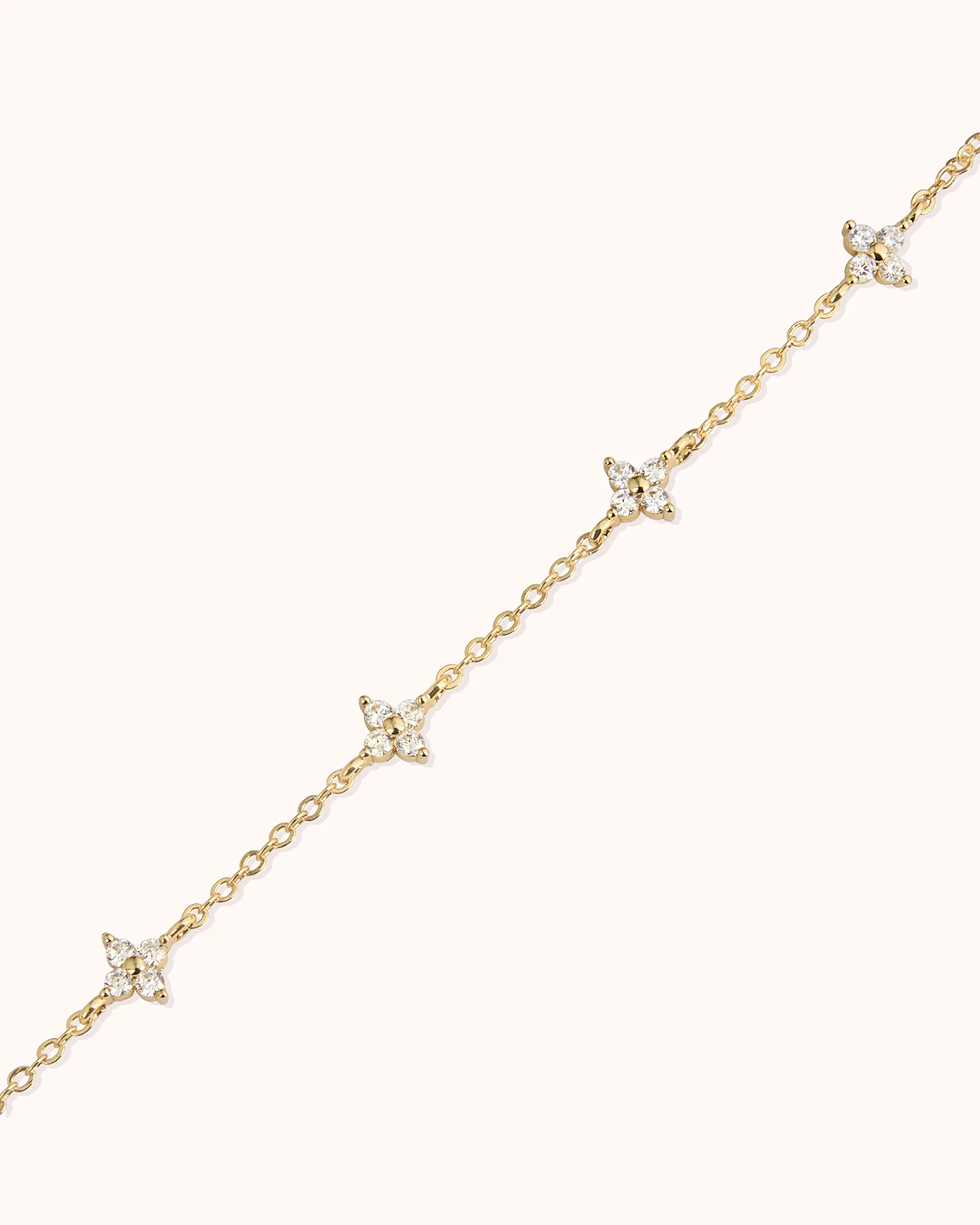 Cubic Zirconia Flower Station Bracelet in Gold - Image 3
