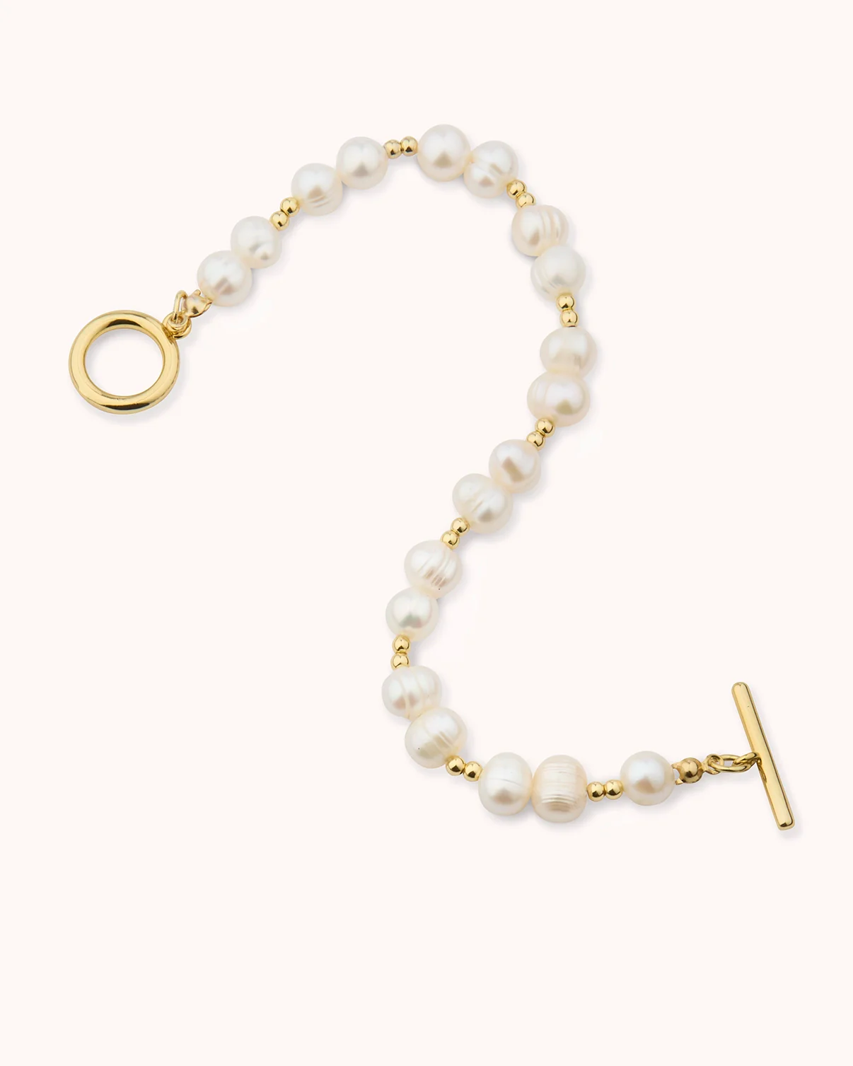 Freshwater Pearl T-Bar Bracelet in Gold - Image 3