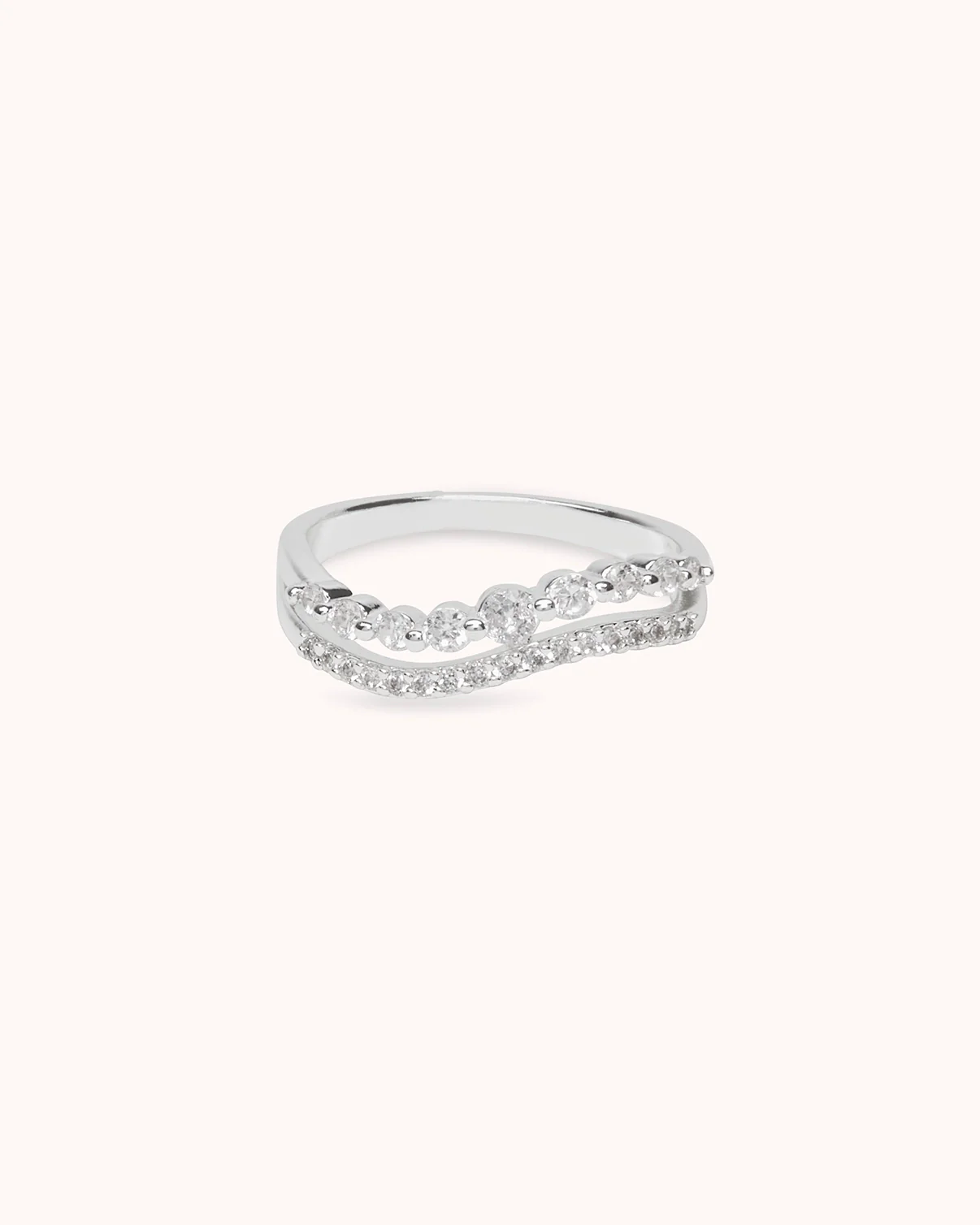 Cubic Zirconia Double Band Ring in Silver
